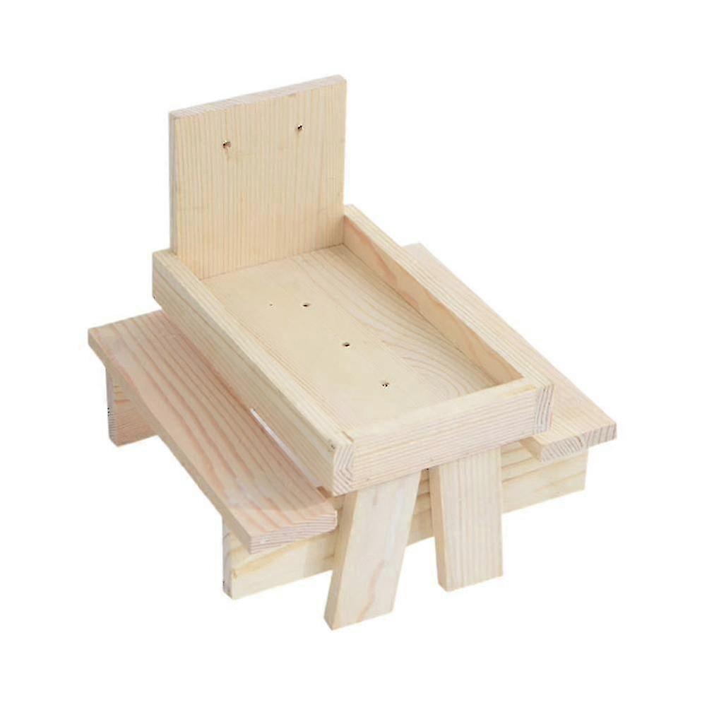 Squirrels Feeder Picnic Table Wood Chipmunk Feeder with Holder