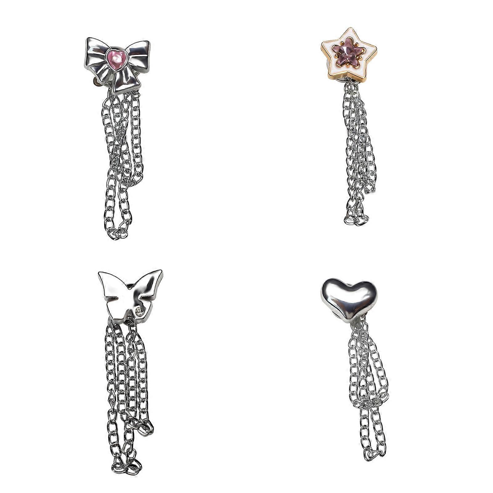 Professional Sewing Chains Pack of 4 Magnetic Fasteners Pants Rustproof Alloy Components Multiple Styles  silver