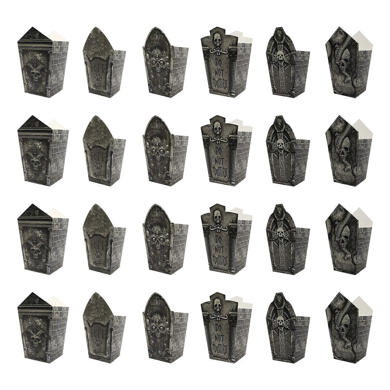 24 Pieces Halloween Coffin Candy Boxes 3D Tombstone Design Containers for Party Decorations Multicolor