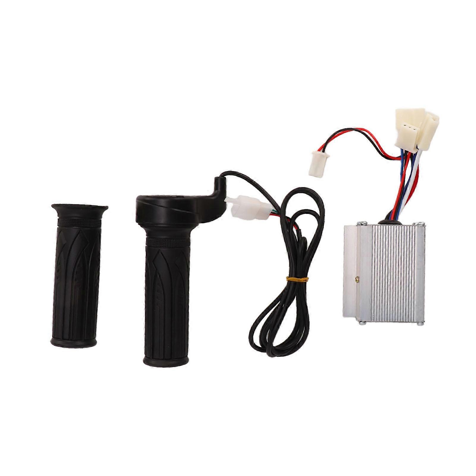 Controller Throttle Handle Set Aluminum Alloy Shell Brushed Controller Rubber Long Wire Grip for Scooter 12V 250W