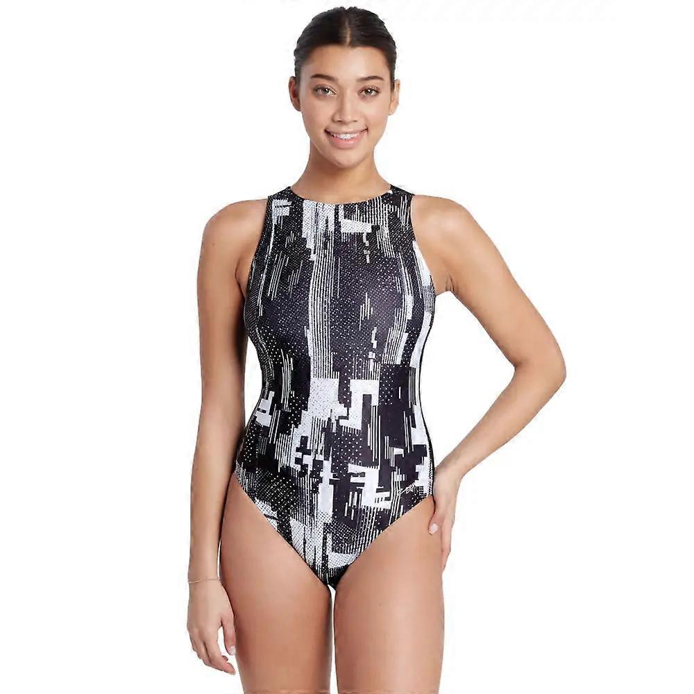 Zoggs Shimmer 高前泳衣 - 黑色/白色