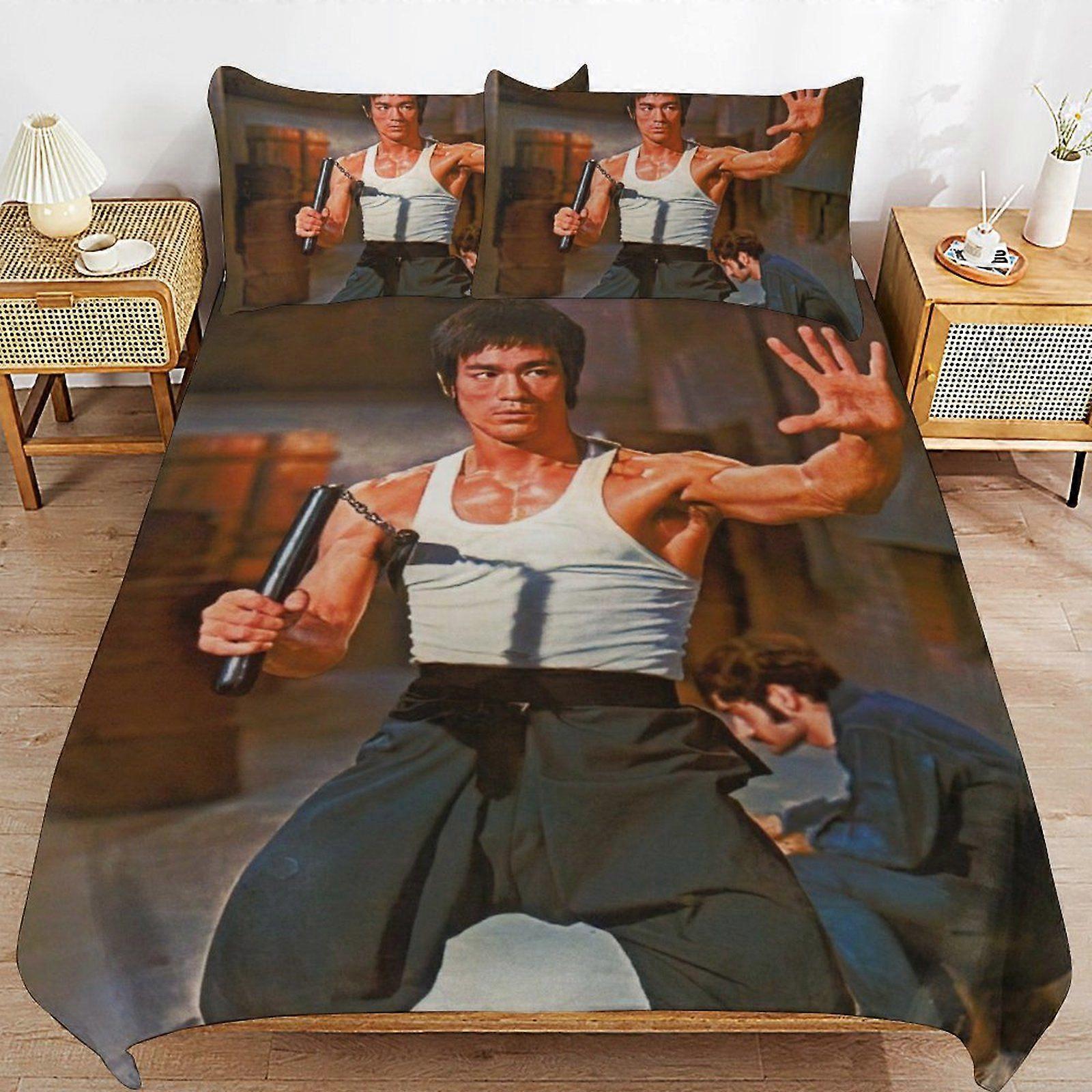 j559 Bruce Lee Innovative Zip Closure Soft Finish Durable Weave Duvet Cover Sets Comfortable All Year Use k559