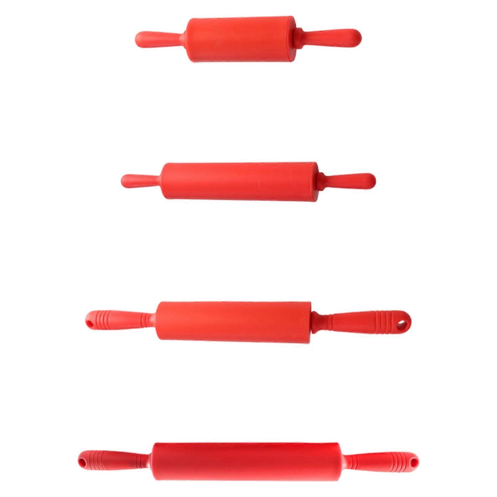 Ergonomic Nonstick Rolling Pin For Baking Enthusiasts Plastic Pastry Roller Dough Flattener Practical Kitchen Tool  red
