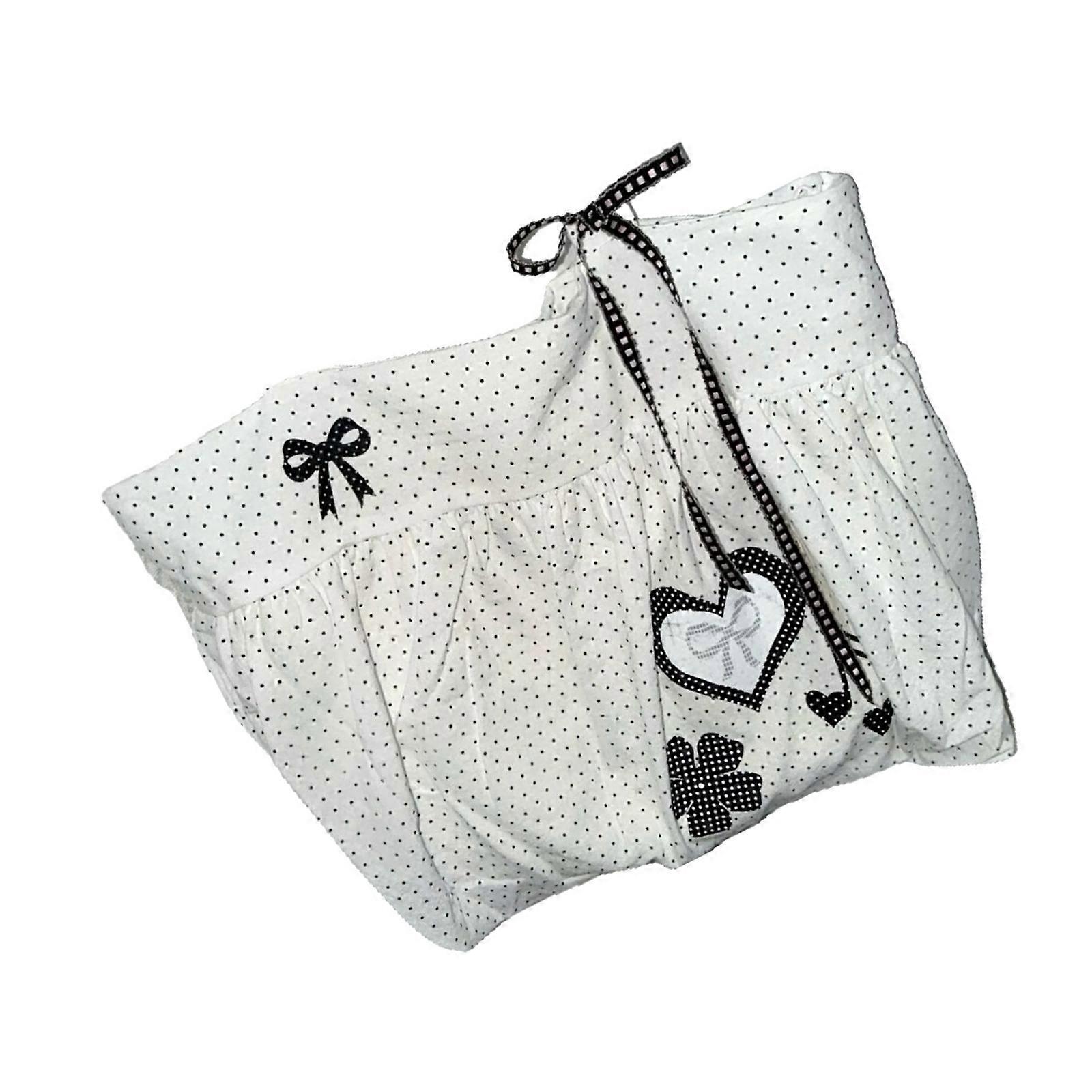 Elegant Dot Print Shoulder Bag Cute Bows Decoration Spacious Bag Practical Canvas Underarm Purse For Daily Use Multicolor