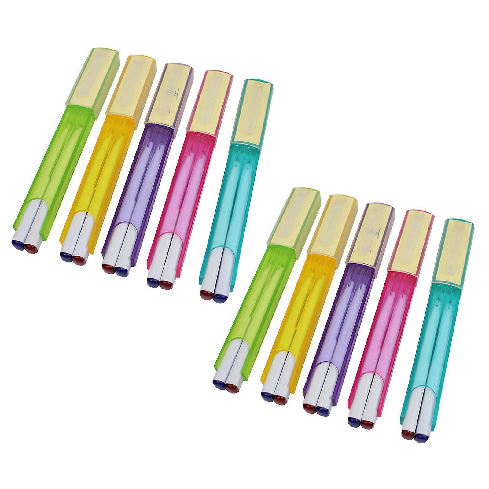 10Pieces 2 Color Ballpoint Pen with Sticky Note Paper for Student Teacher, Blue Redness Ballpoint Pen Smooth to Write Multicolor