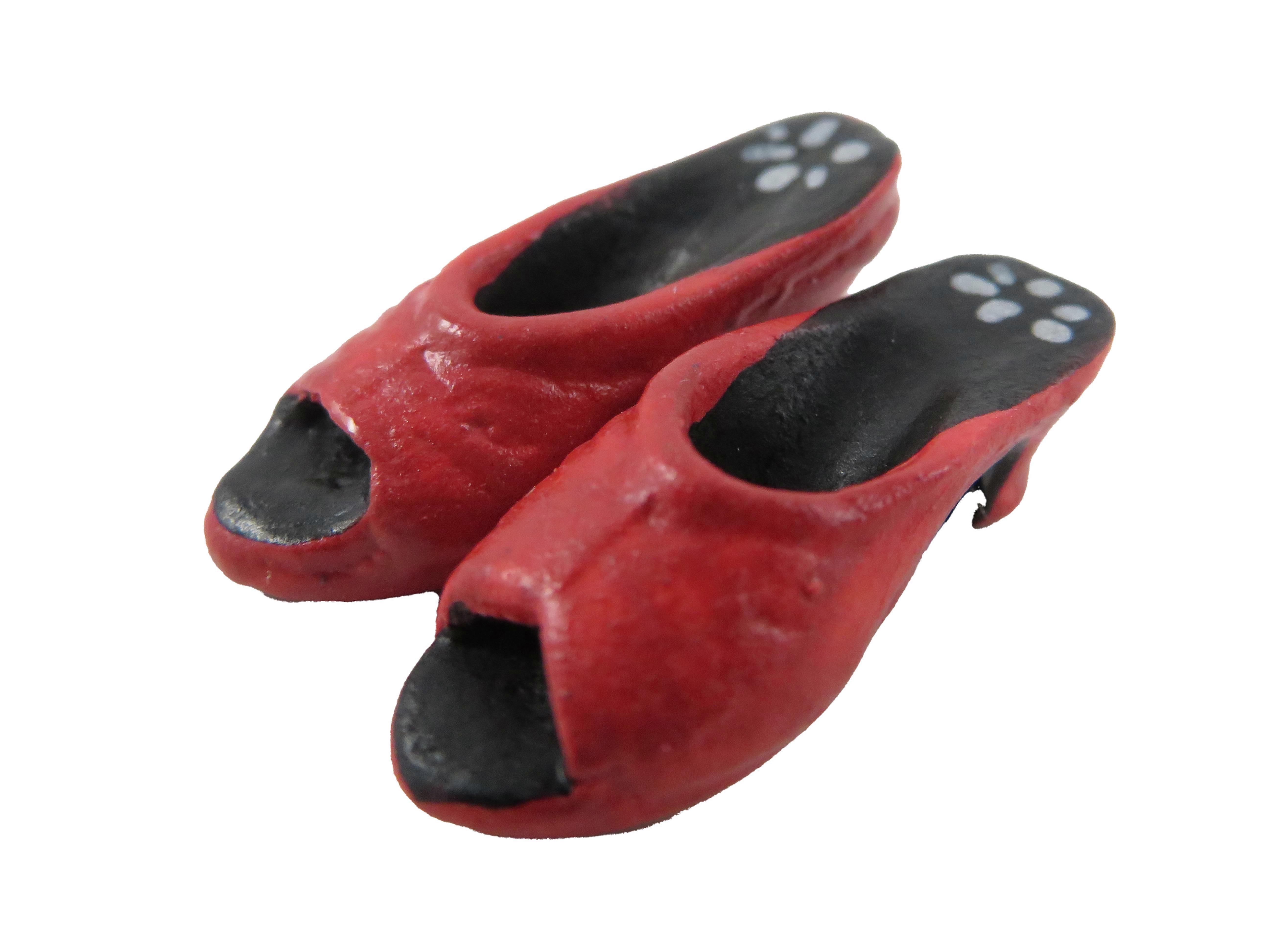 Dolls House Red Sandals Mules Ladies Shoes Miniature Shop Bedroom Accessory