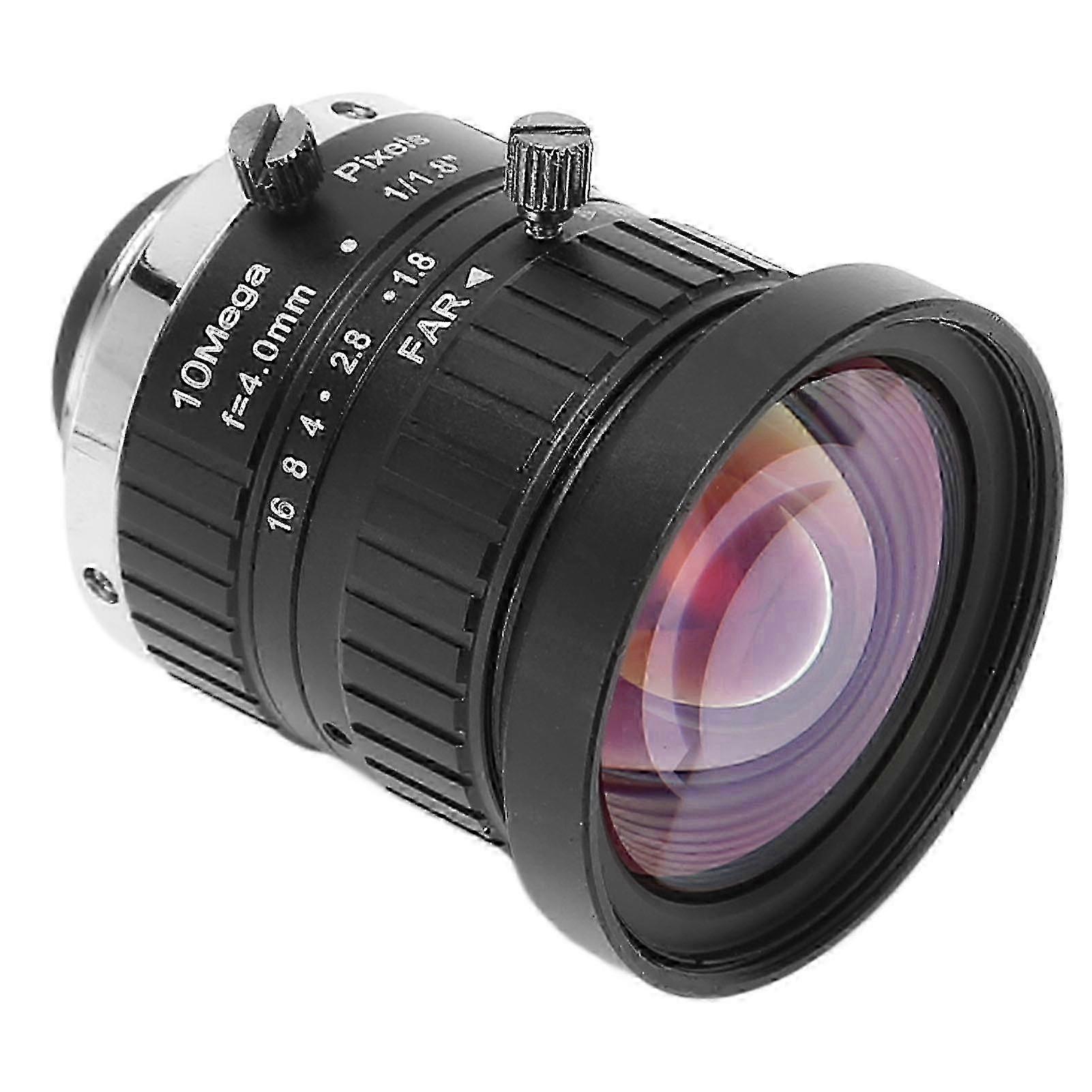 w C Mount Lens 4mm Focal Length 10MP Low Distortion Manual Aperture for Industr...
