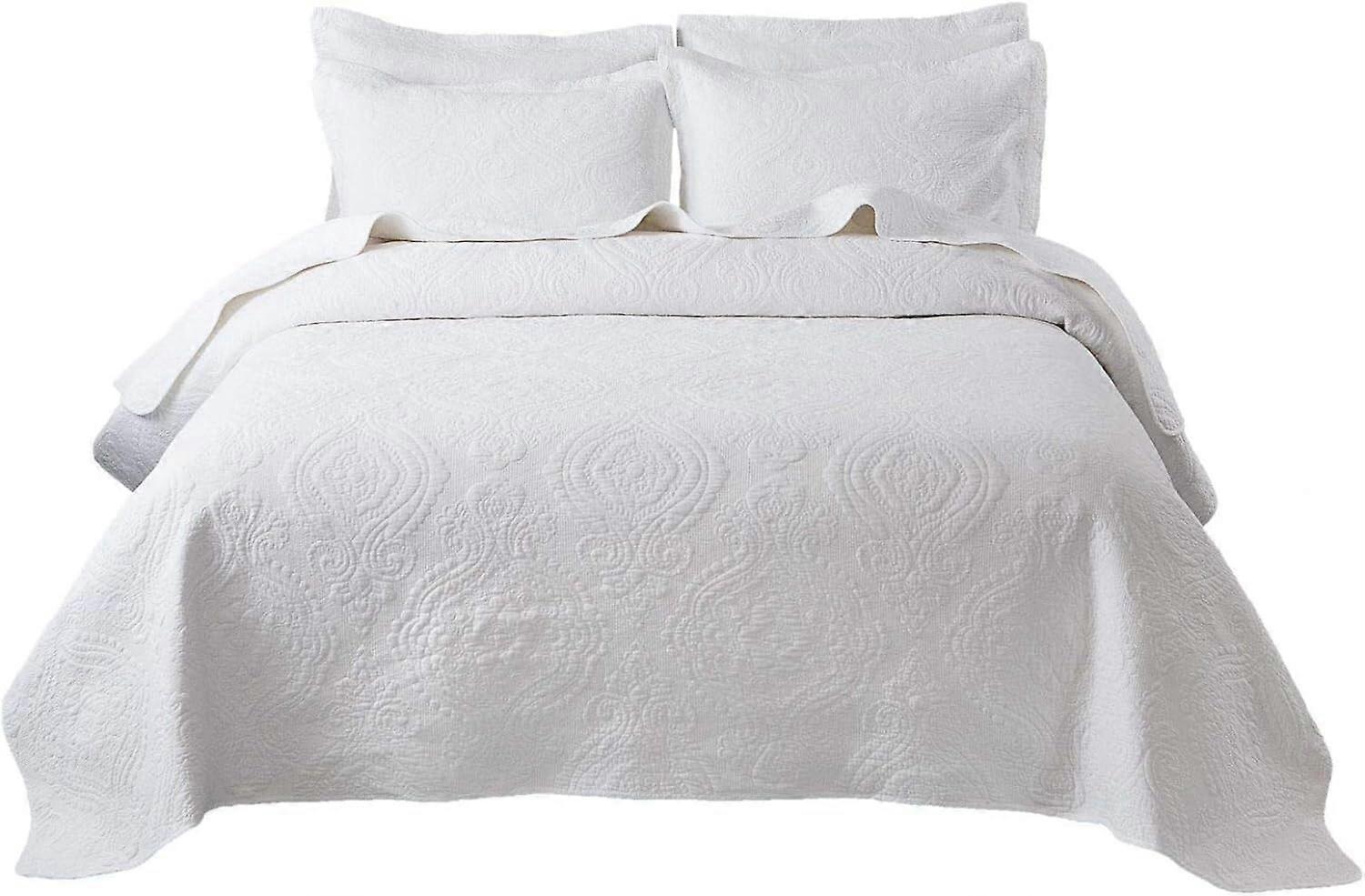 Hand Patchwork Cotton Quilted Bedspread Super King 3 Piece Set with 2 Pillowcases