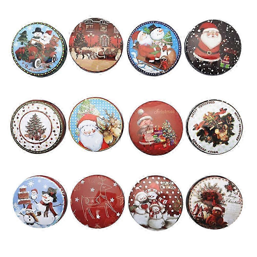 Festive Candy Containers Set - 12 Christmas Tins with Lids