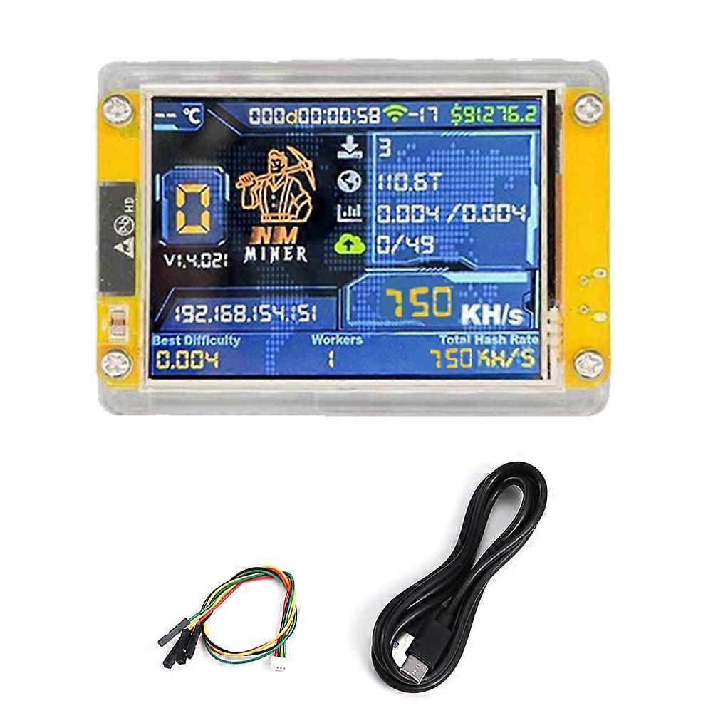 753KH/S NMMiner NerdMiner 3.5 Inch Big Display Bitcoin Crypto Solo Lottery Miner Upgraded Harshrate NerdMiner
