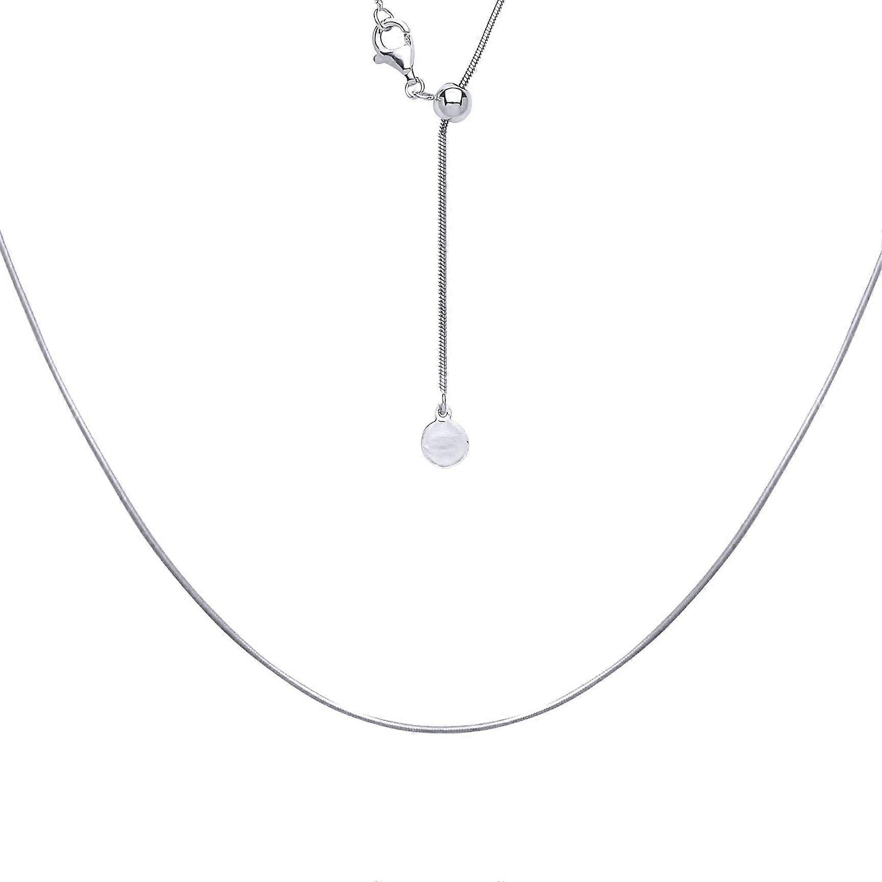 Jewelco London 女士镀铑纯银可调节拨动套索吊坠链项链 1 毫米 22 英寸