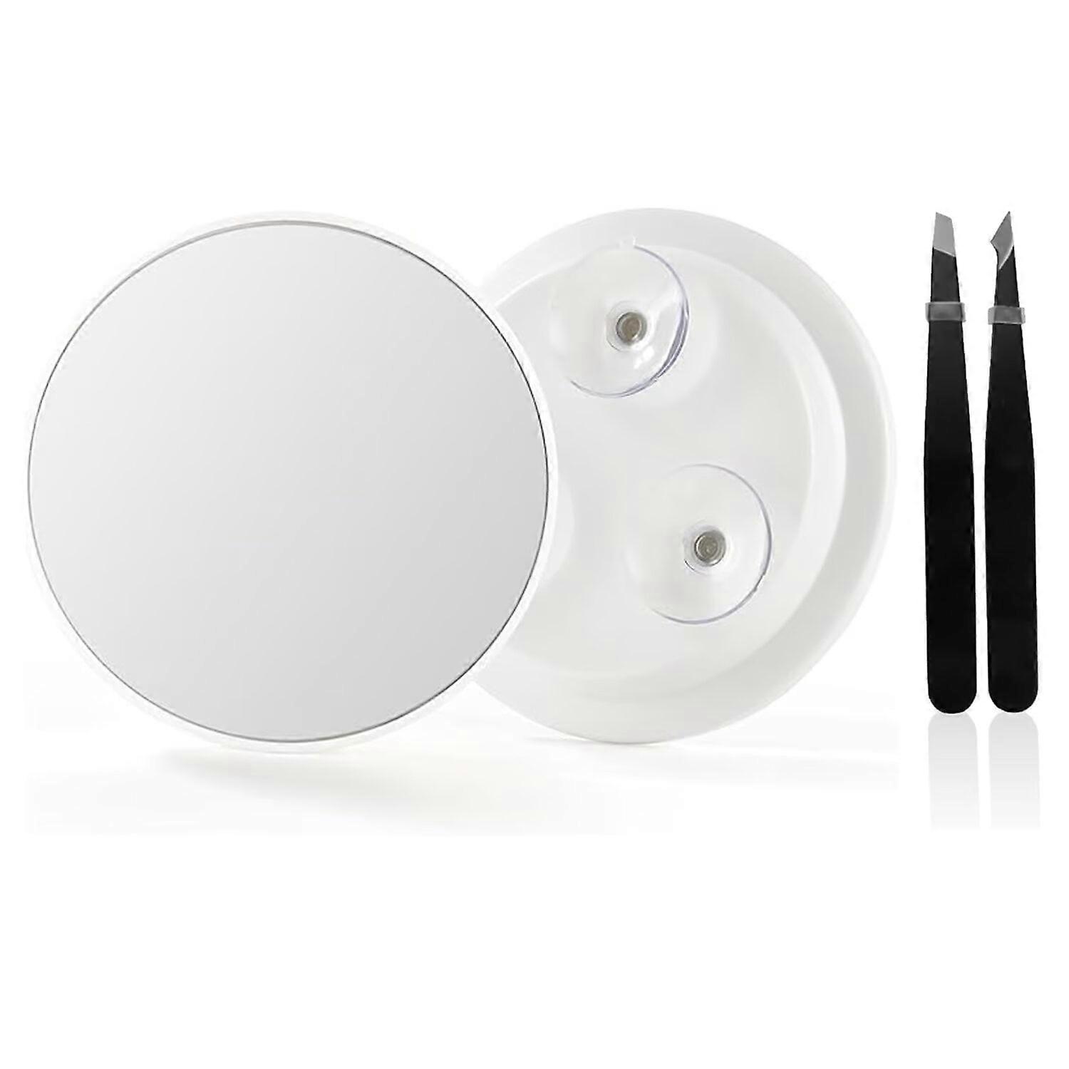 30X Magnifying Mirror, 3.5" with Suction Cup & 1 Tweezers - Handheld Travel Mirror Compatible with Shower for Precise Makeup