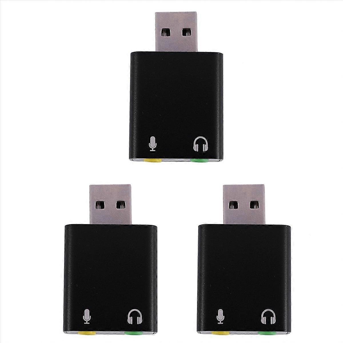 3X 7.1-Channel Aluminum Alloy USB Sound Card Computer External Sound Card USB7.1 Sound Card Analog S