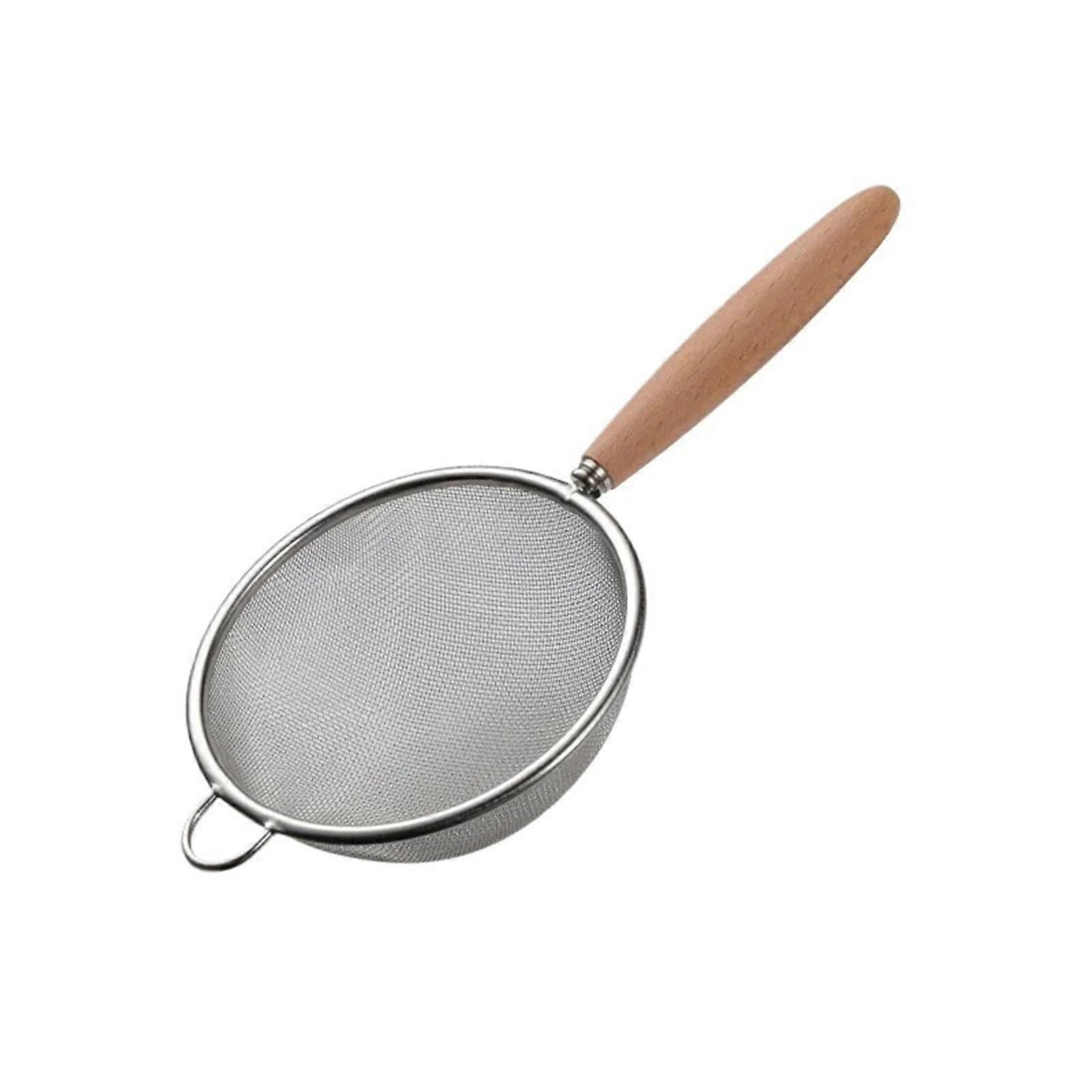 Stainless Steel Fine Mesh Colander with Handle for Straining Oil, Flour Sifting and Baking (Large)