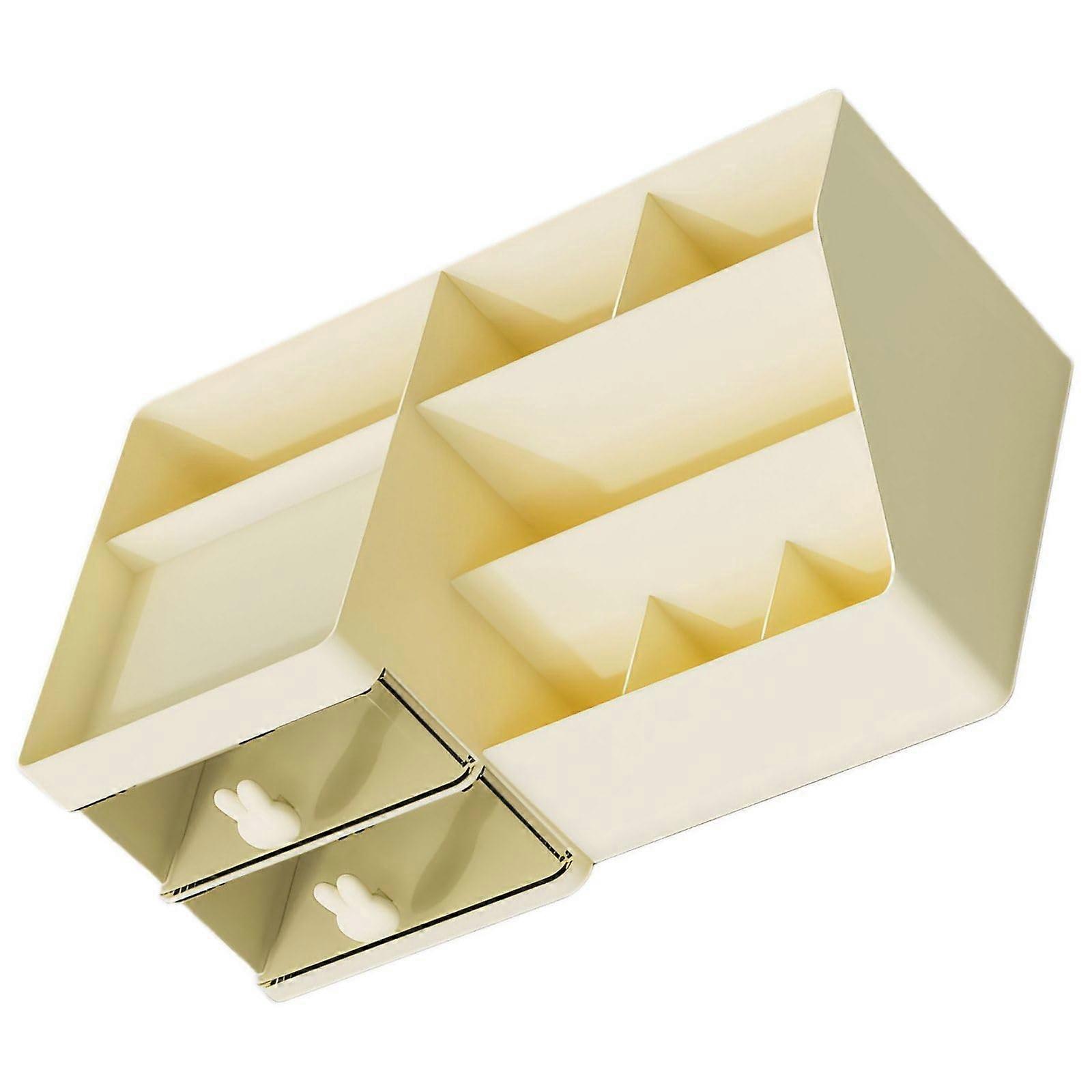 Desk Organizer with Drawers, Compact MultiCompartment Cosmetic Storage for Vanity or Desktop, Yellow