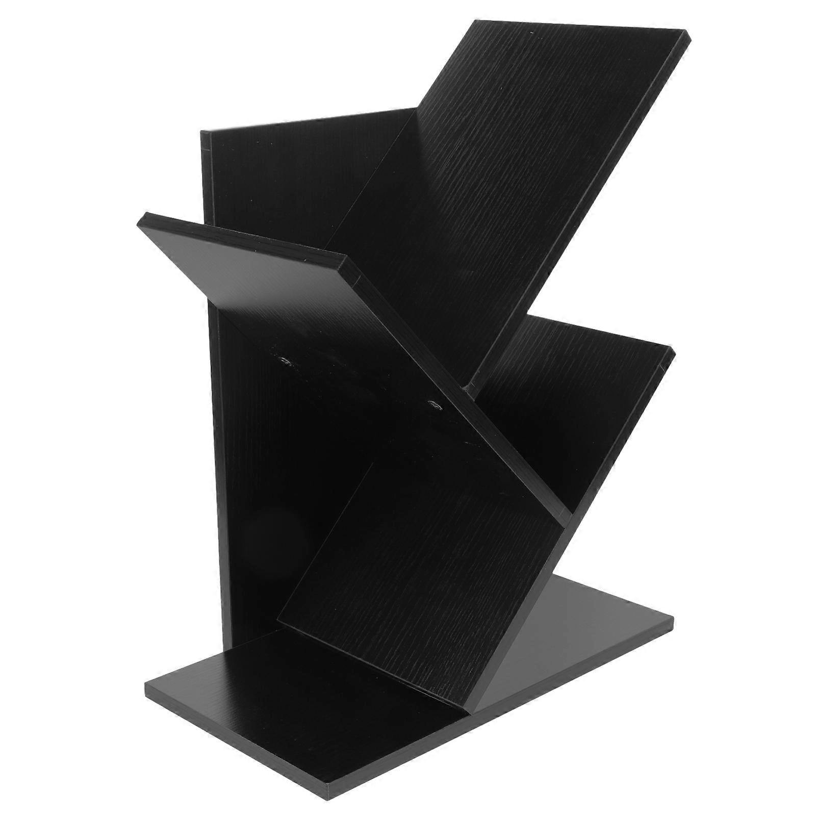 Book Storage Rack Desktop Bookcase Organizer Black Wood
