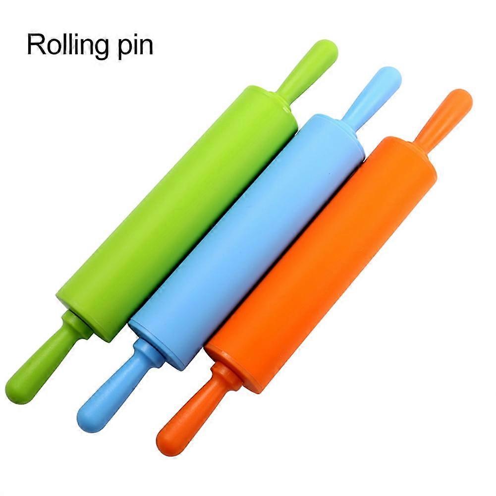 Silicone Rolling Pin with Wooden Handle, Nonstick Dough Roller for Pizza, Cookies, Biscuits - Baking Tool