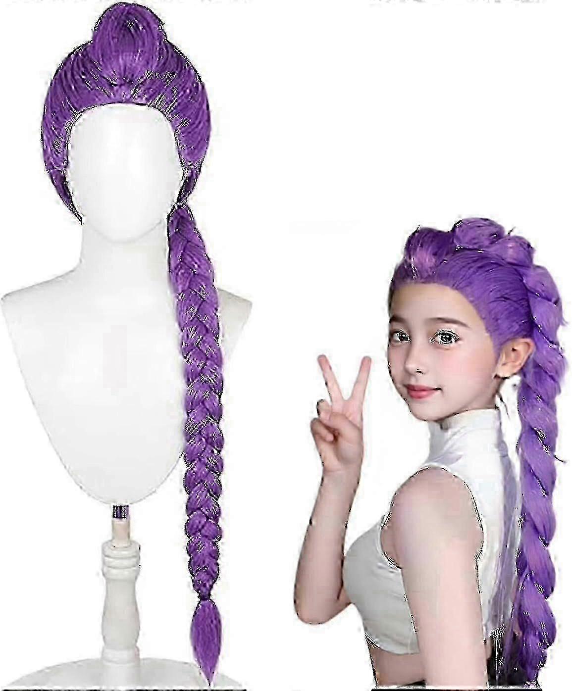 Demon Hunters Costume Wigs Cosplay for Kids, Rumi Costume Wigs Purple Braids Wig Halloween Cosplay Props, Anime Cosplay Wig