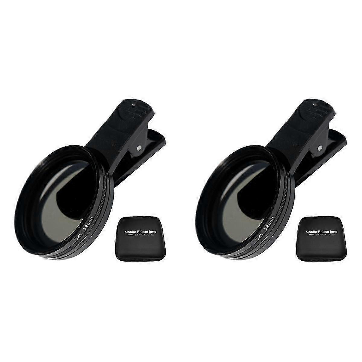 2Sets 52mm Universal Phone Polarizer CPL Phone Camera Lens Filter Kit
