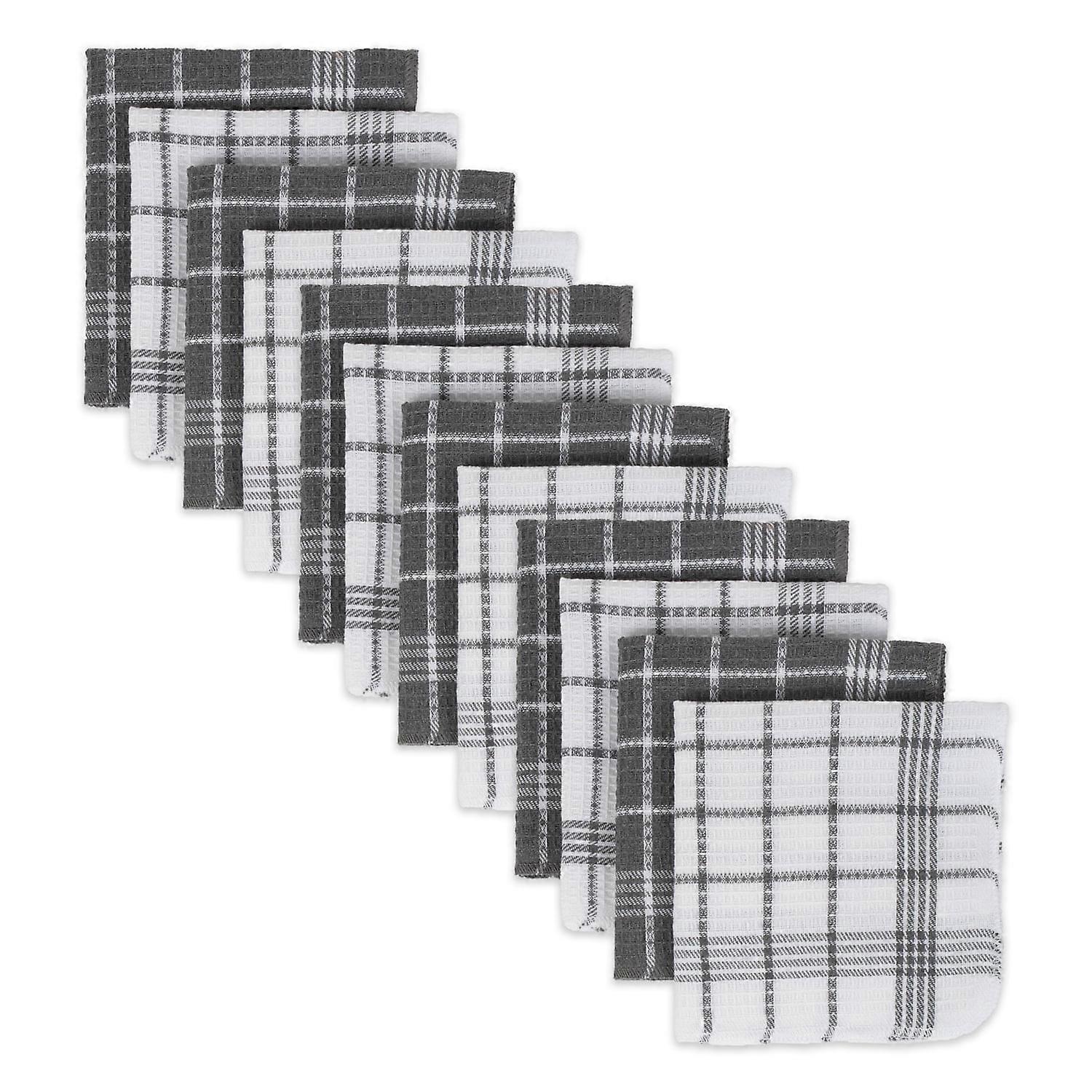 Gray Waffle Weave Dishcloth (Set of 12)
