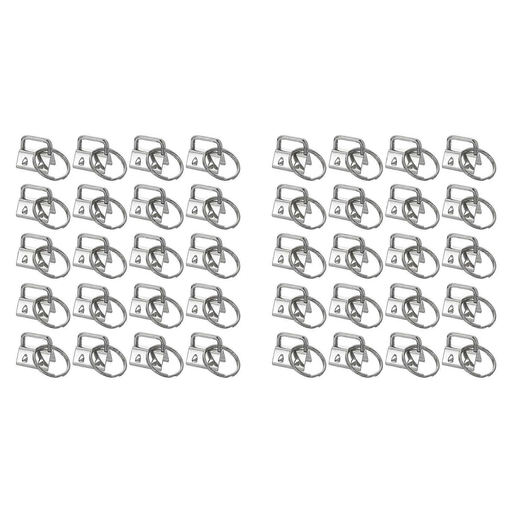 40PCS Key Fob Hardware with Keychain Rings for Bag Webbing,Silver