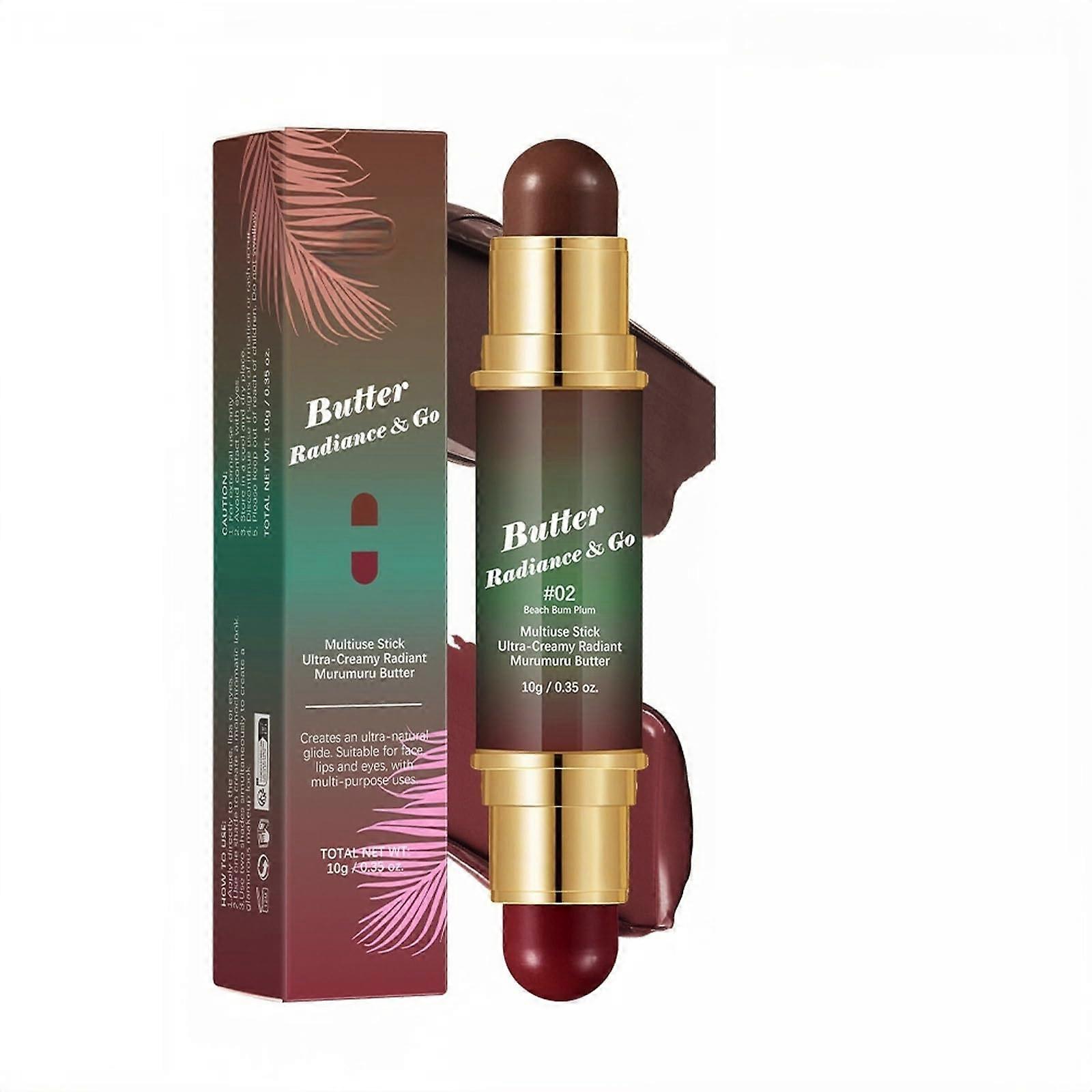 4 Color DualEnded Contour Stick with Highlighter, Waterproof 24H Wear Face Sculpting Makeup 02 Beach Bum Plum