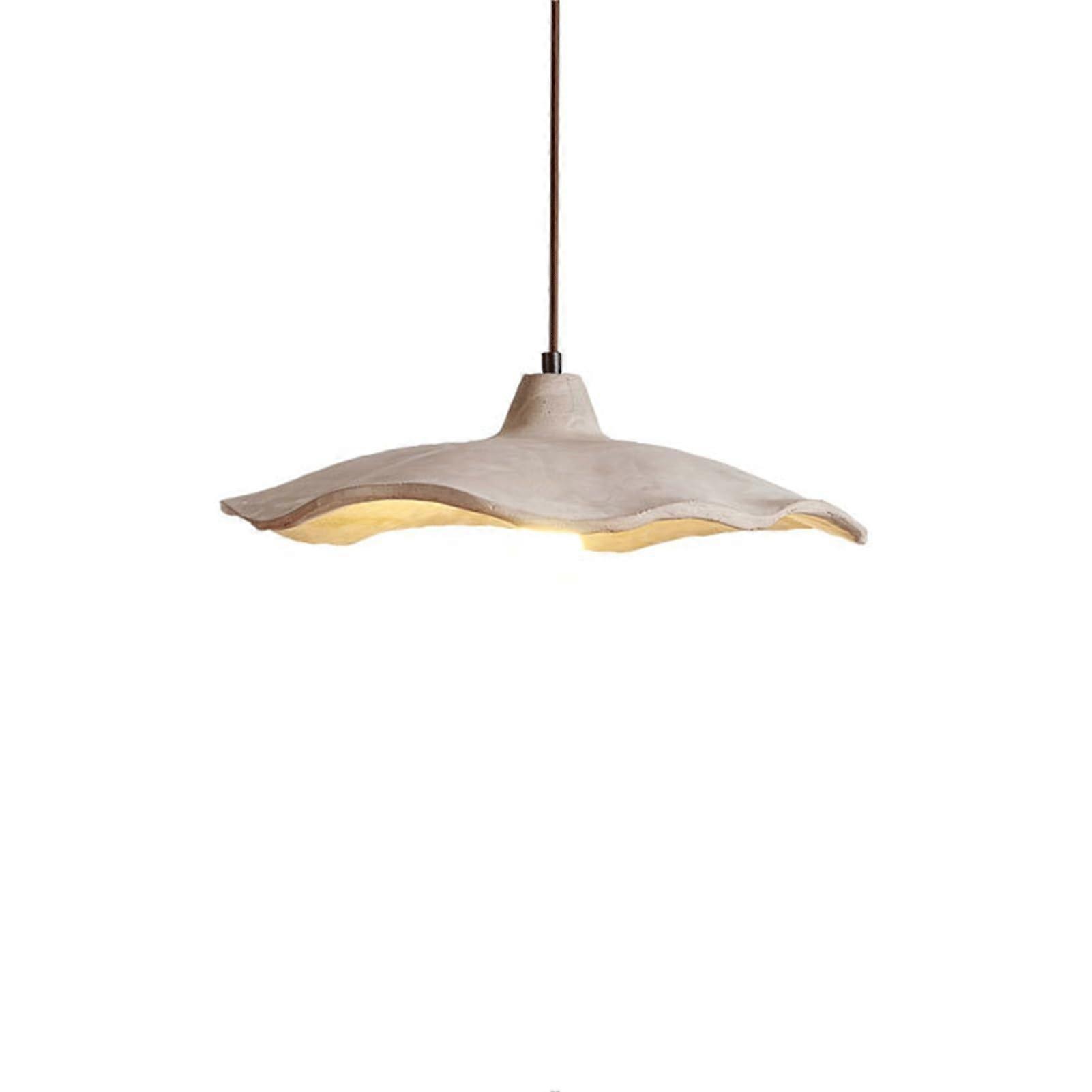 Concrete Pendant Light with Lotus Flower Shade, Adjustable Height, Industrial Farmhouse Style 40cm
