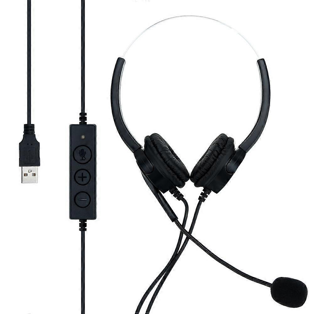 USB headset headphones with noise cancellation, microphone