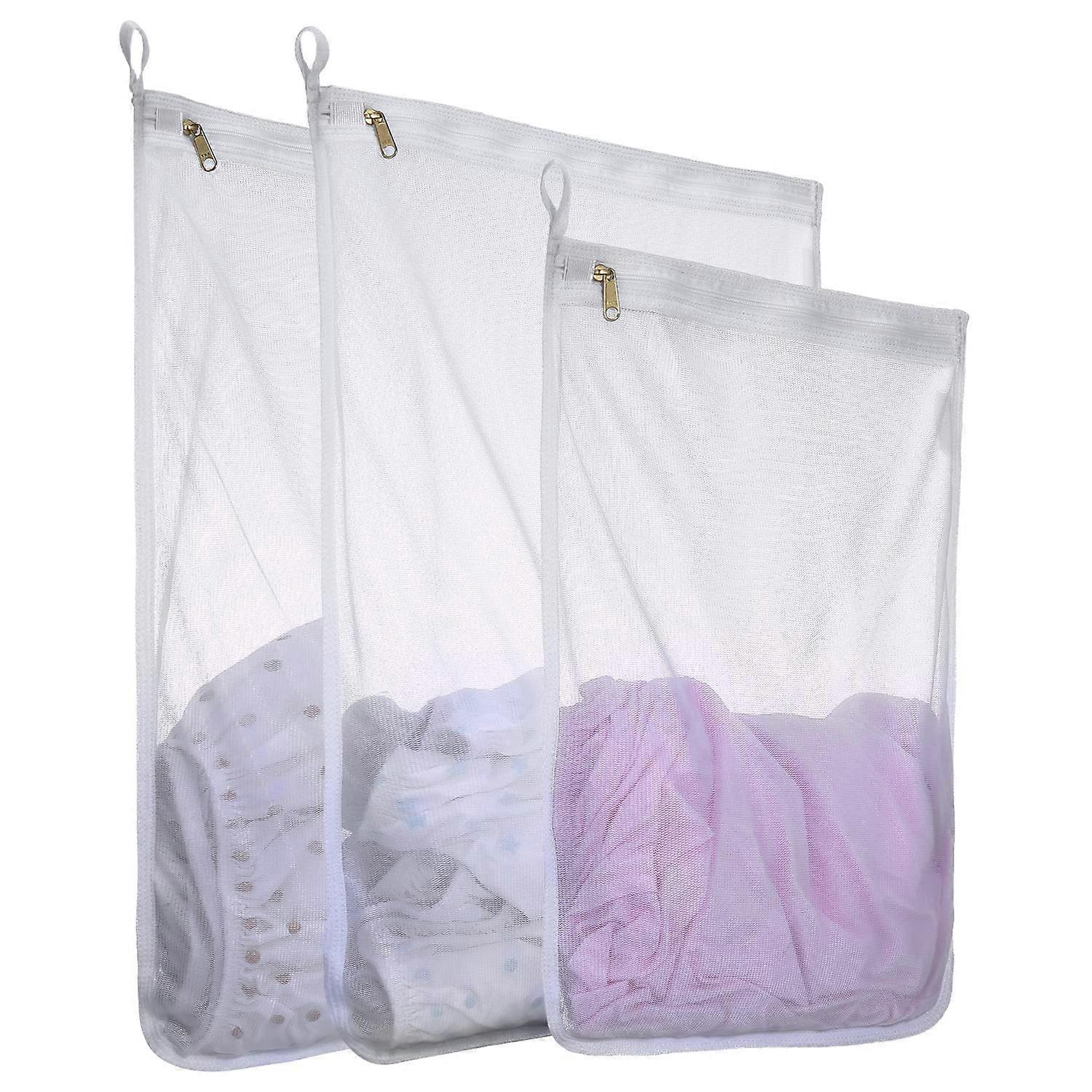 Laundry Bags for Delicates, Durable Mesh with Autolock Zipper, MultiSize Set for Travel and College