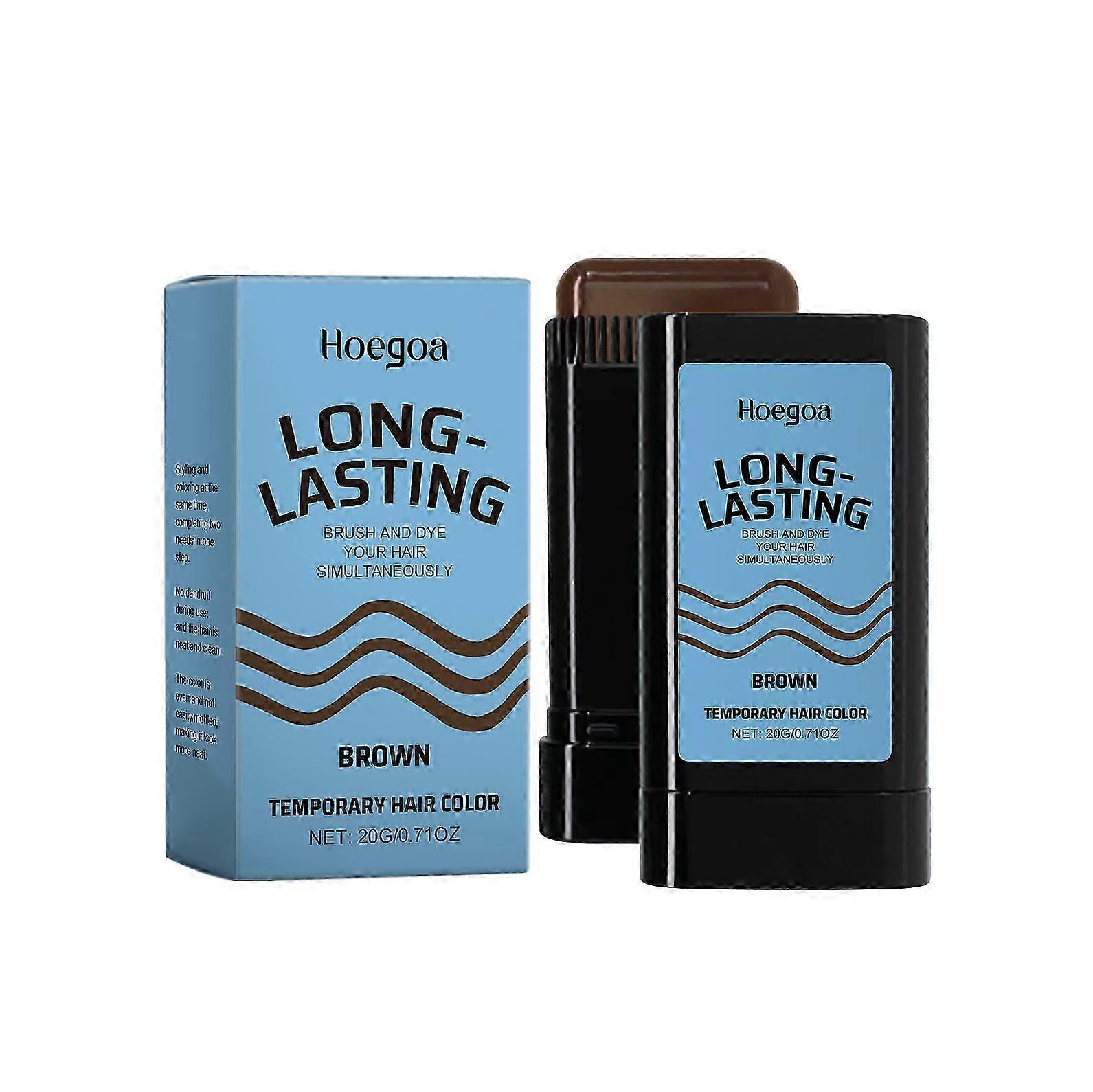 Instant Brown Hair Dye Stick - Portable, Easy-to-Use Silver Hair Coverage with Comb, 20g for Quick Touch-Ups and Soft, Vibrant Color