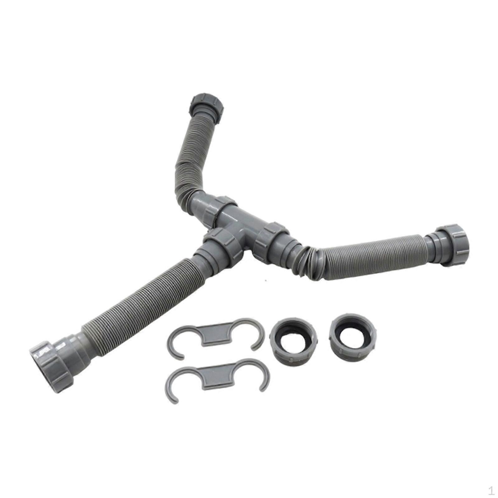 Double Sink Drain Pipe Kit, Easy Installation, Expandable Kit for Sinks in Kitchen
