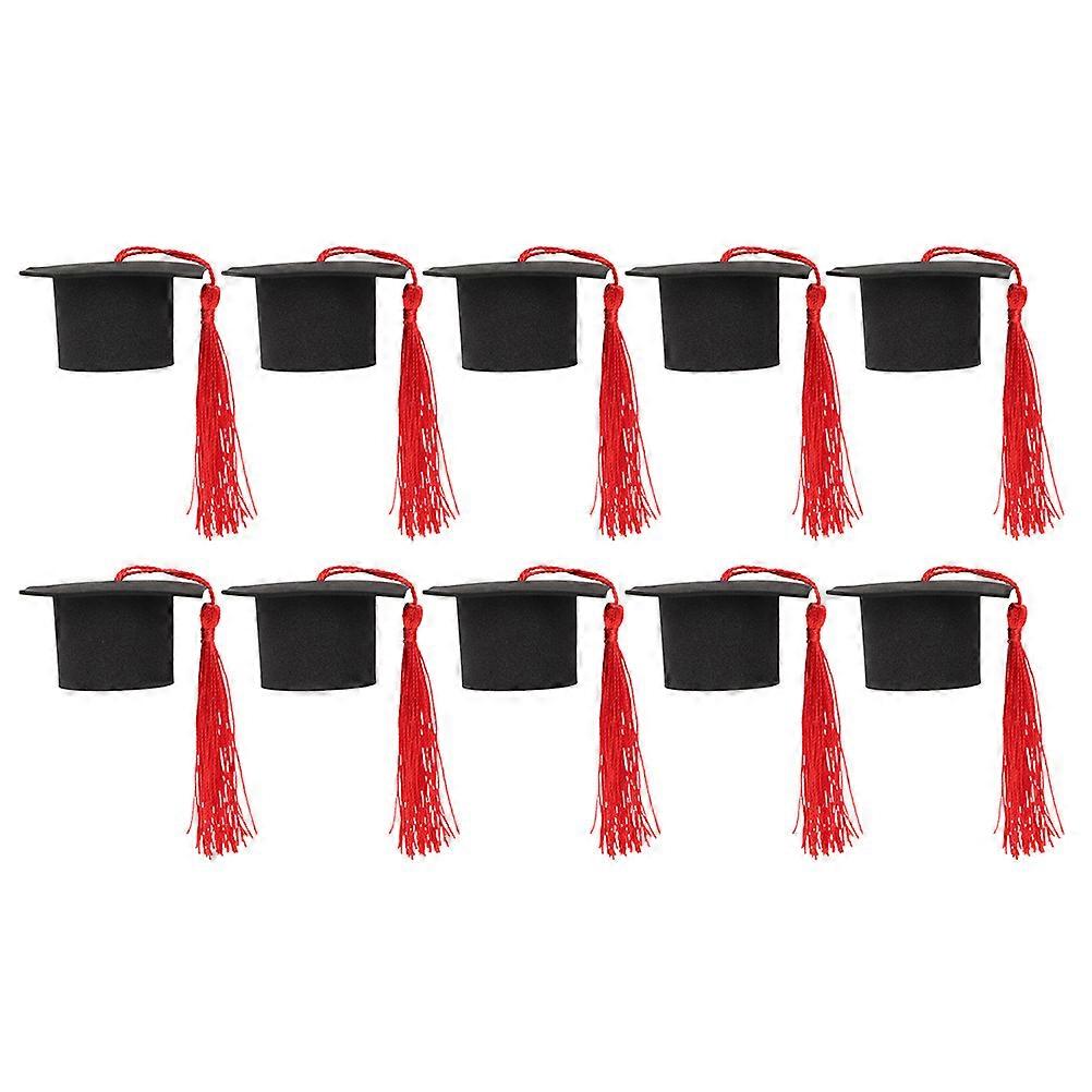Black Mini Graduation Cap for Cupcake Decoration with 8Pcs Set