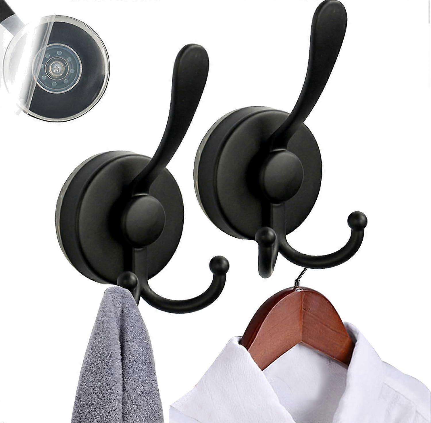 Wall Mounted Coat Rack with Hooks, Waterproof Rustproof, 25lbs Heavy Duty, Matte Black 2Pack
