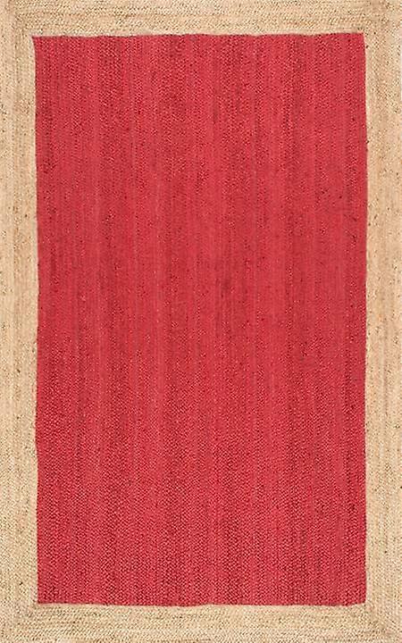 Red Jute Simple Border Area Rug