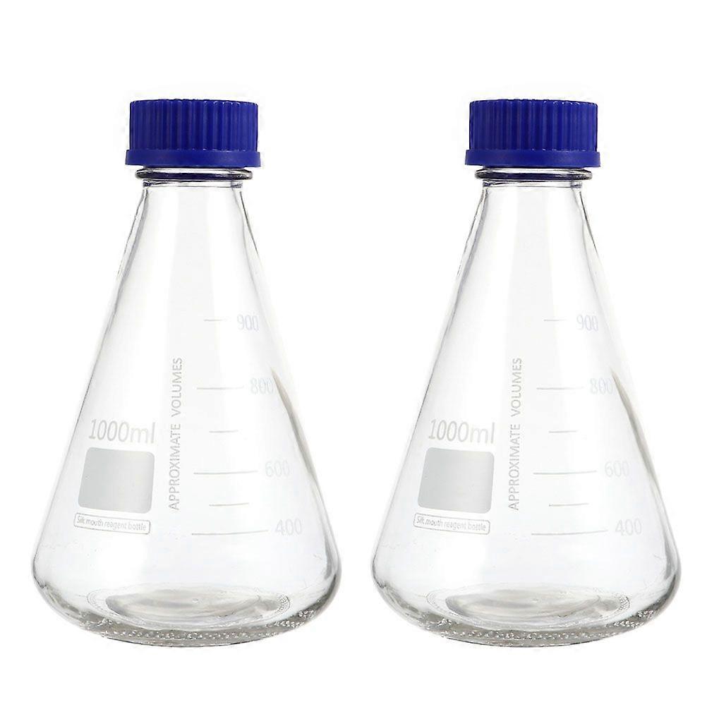 2Pcs Glass Conical Bottles Experiment Flasks Conical Flasks Laboratory Tools