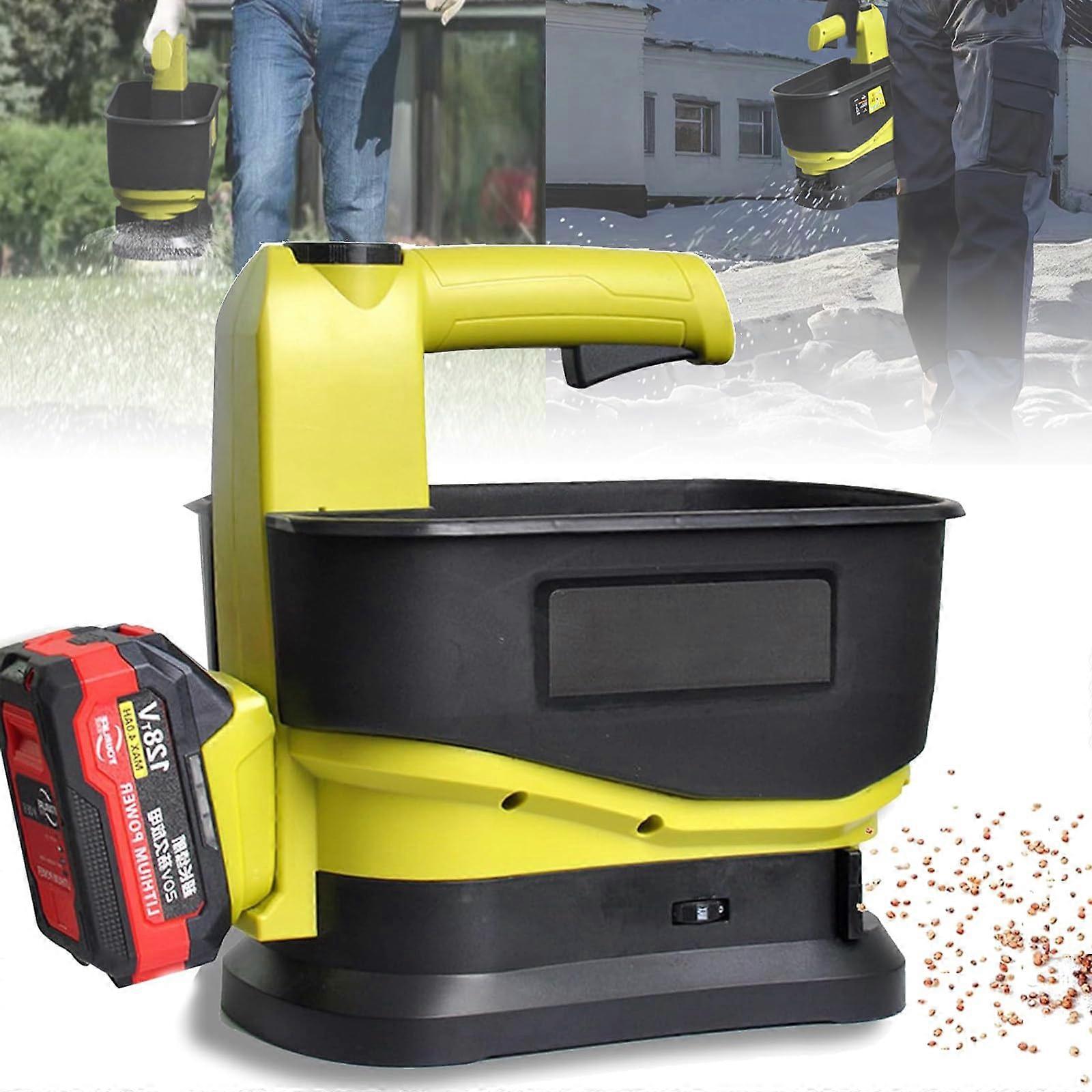 Cordless Seed Spreader 5.5L with Variable Flow Control and Adjustable Width for Lawn and Garden