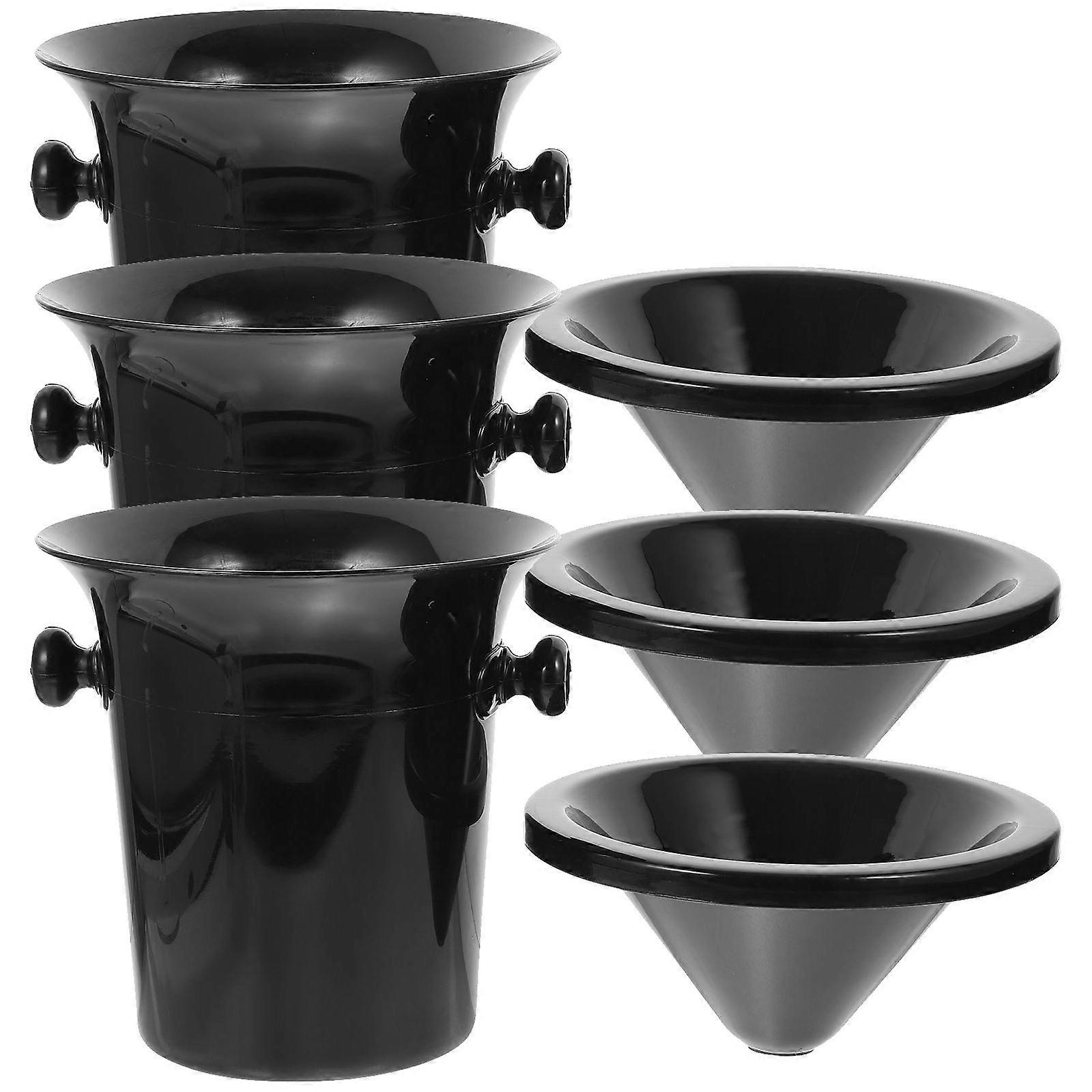 Black Plastic Wine Dump Bucket for Storage Use 3Pcs Creative Design