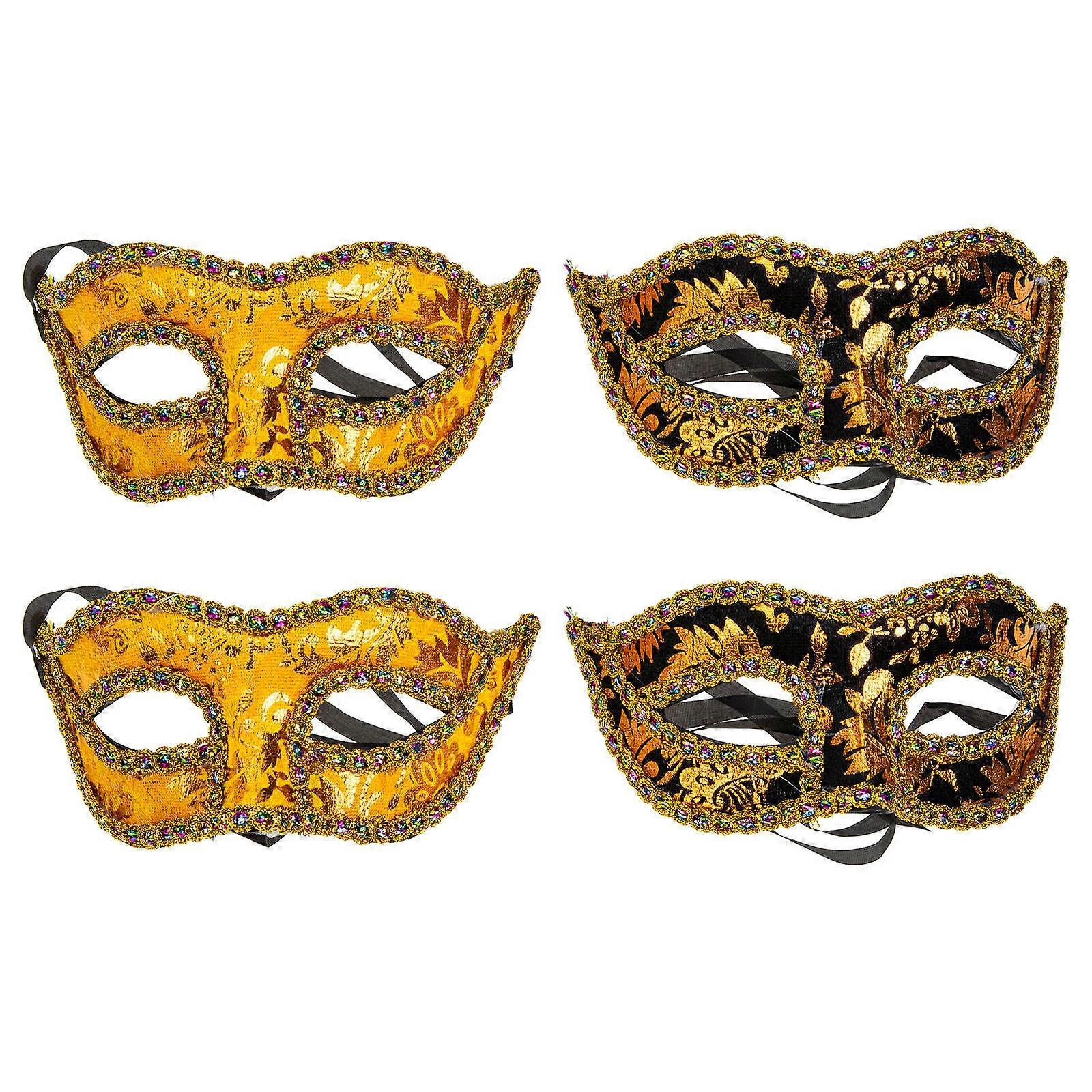 Carnival Mask Men Half Face Coverage Adjustable Position Plastic Material Retro Style 19x8cm 4Pcs