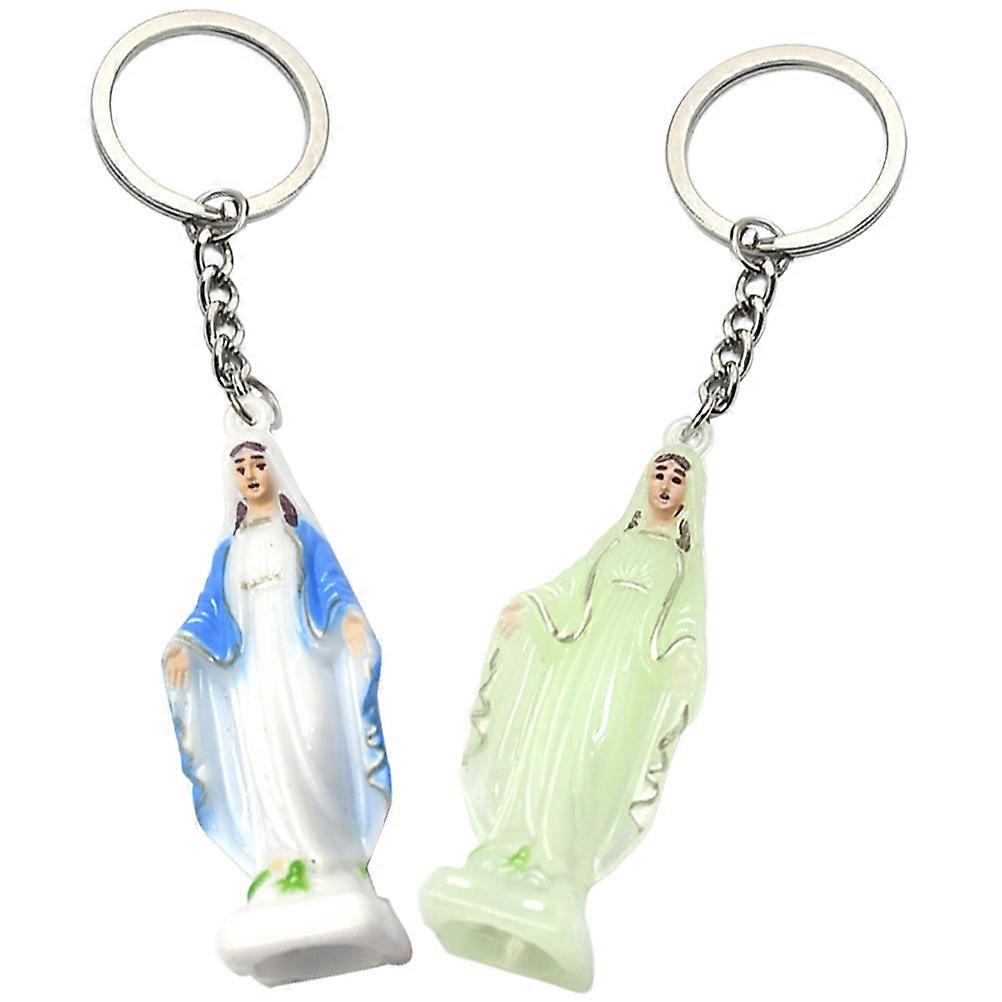Catholic Religious Keychain Night Light Pendant for Decoration 2Pcs