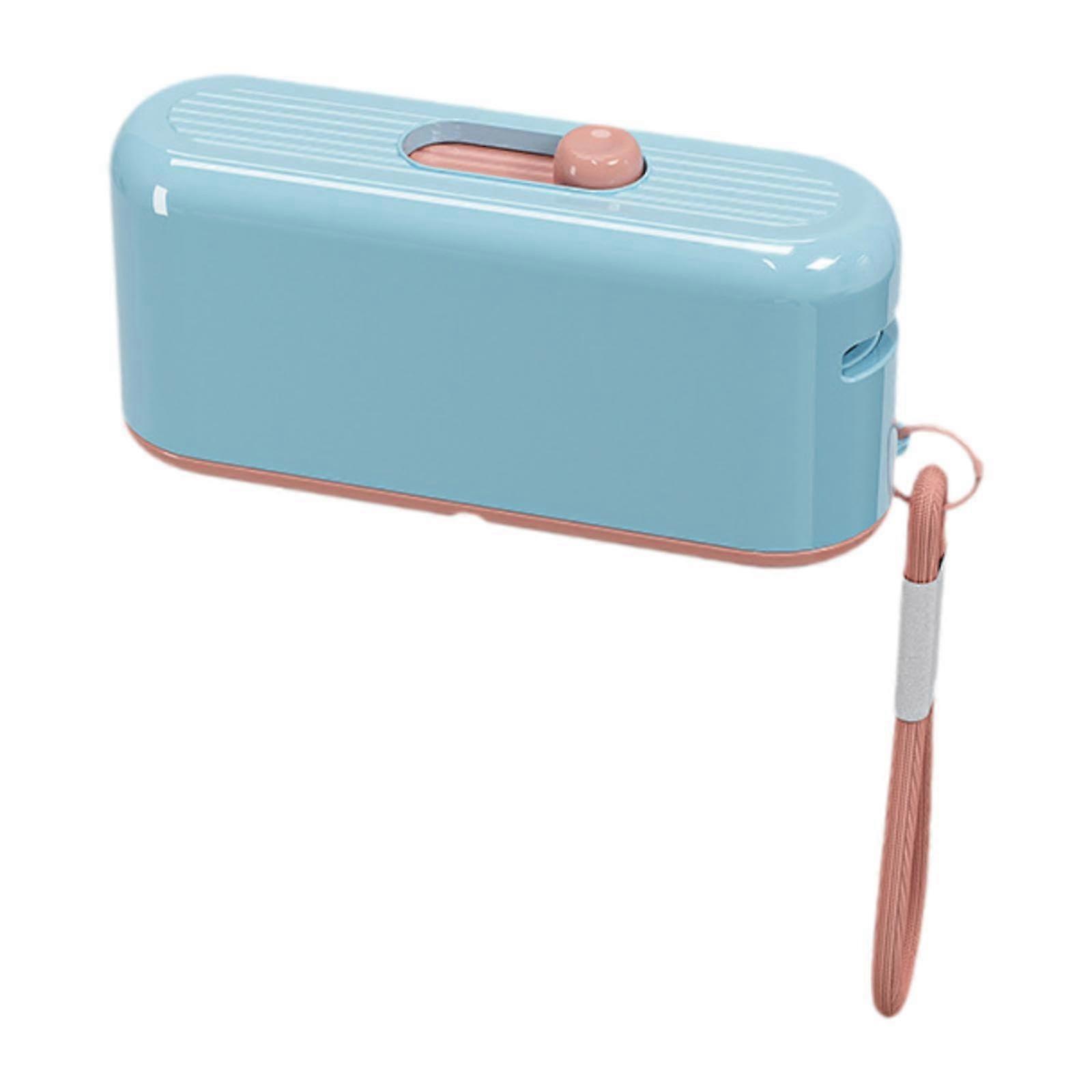 Dental Floss Picks Dispenser Automatic Reusable Organizer Compact Travel Case Blue