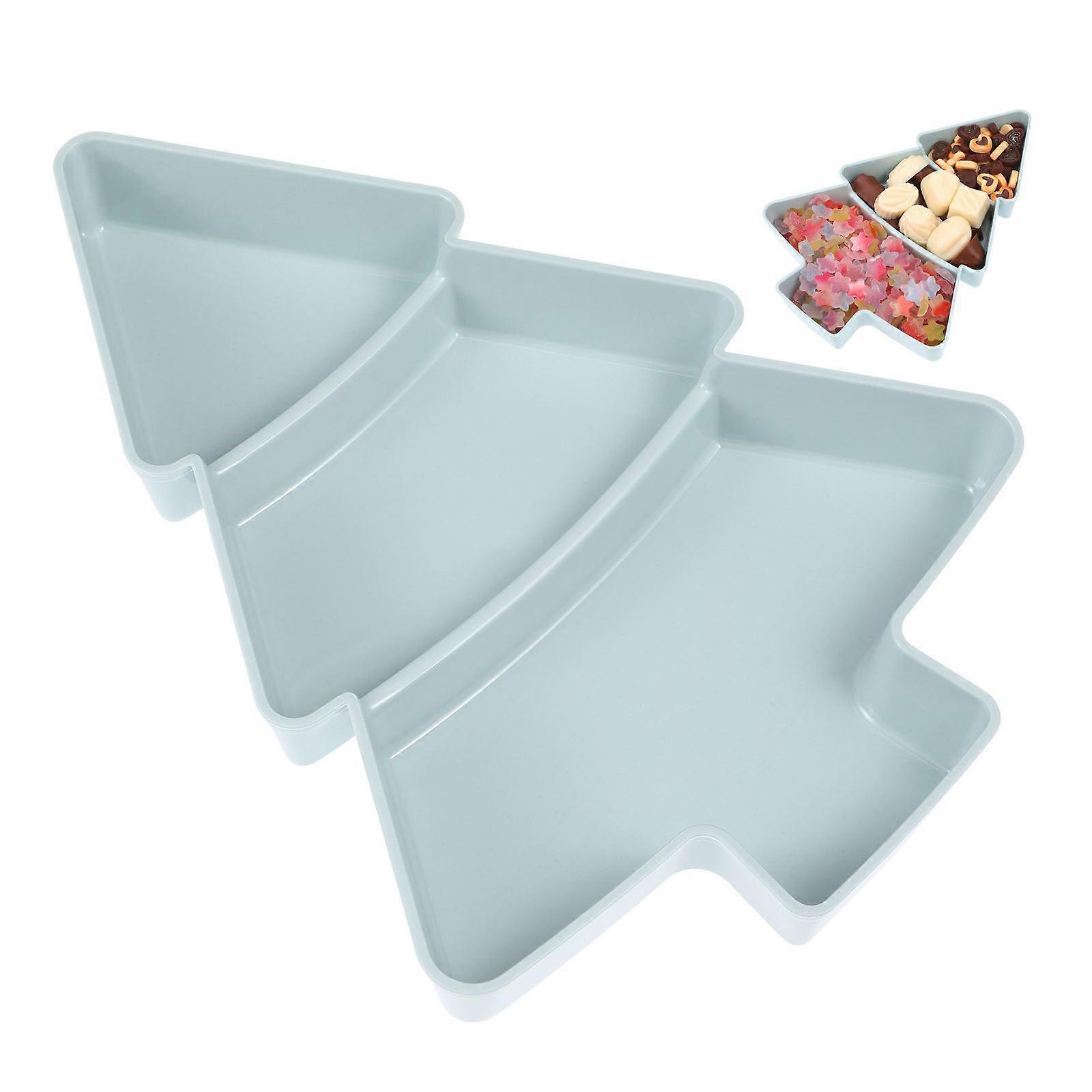 Christmas Tree Shaped Plate for Nuts Storage Snacks Serving Tray Blue