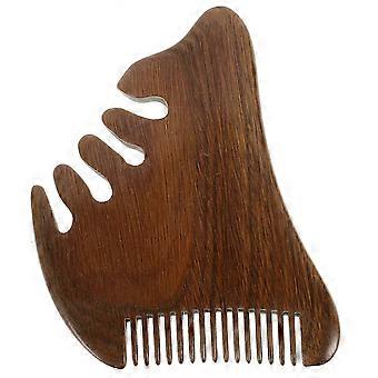 Massagekamm aus Holz mit Doppelzahndesign, geeignet für sanfte Kopfhautpflege und Haarstyling.