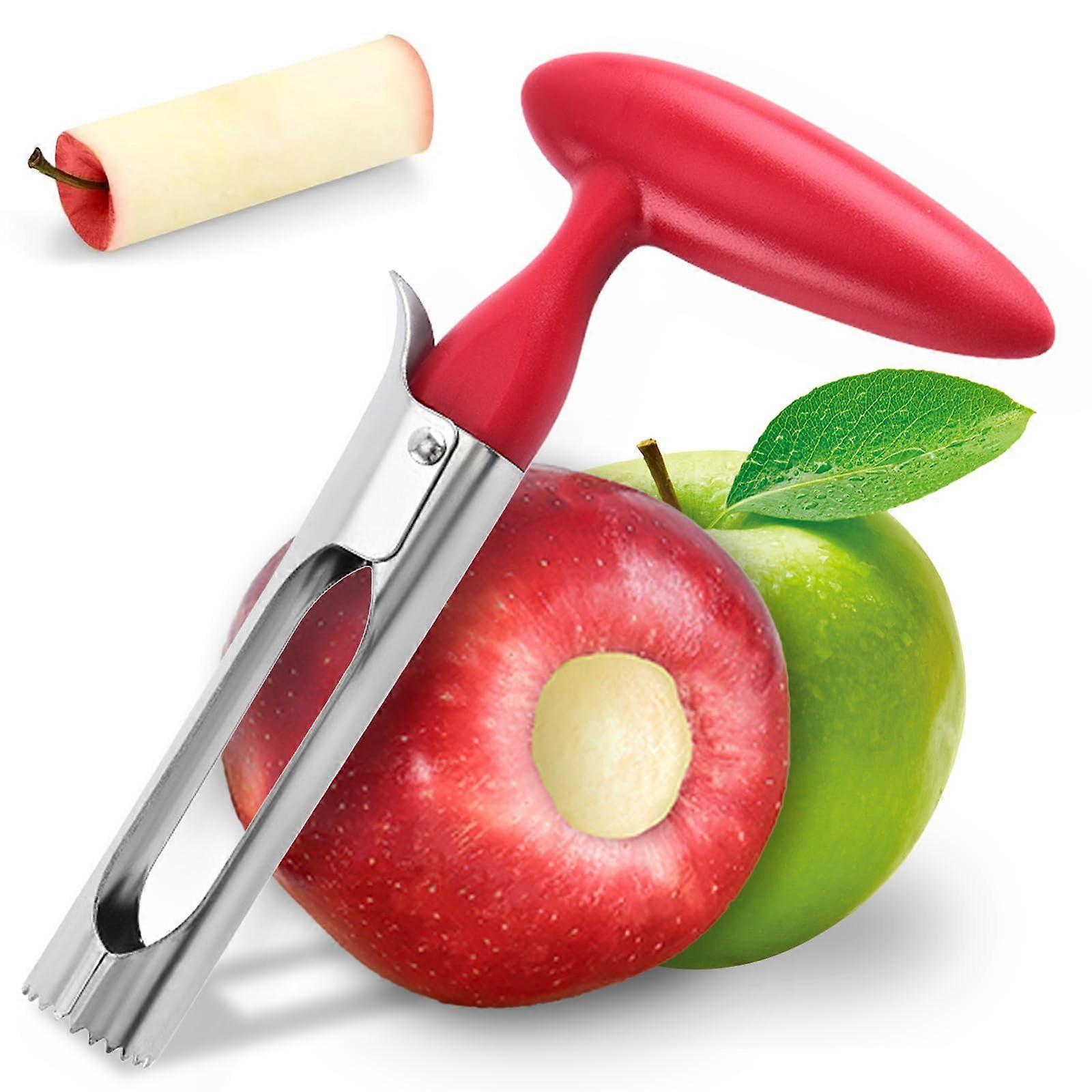 Corer Stainless Steel Tool for Apples and Pears Quick Core Removal NonSlip Handle Red