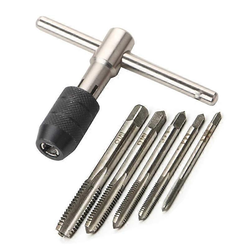 T-Handle Wrench M3 M4 M5 M6 M8 Hand Tap Reamer Thread Tapping Tool Set Adjustable Machine Screw Thread Tapping Drill Bit