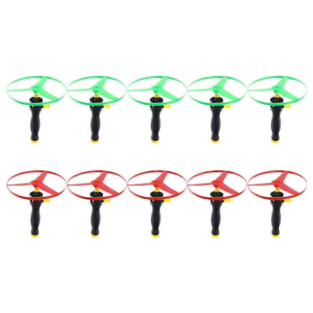 10pcs Flying Disc Toys Kids Flying Disc Plaything Pull String Flying Saucers