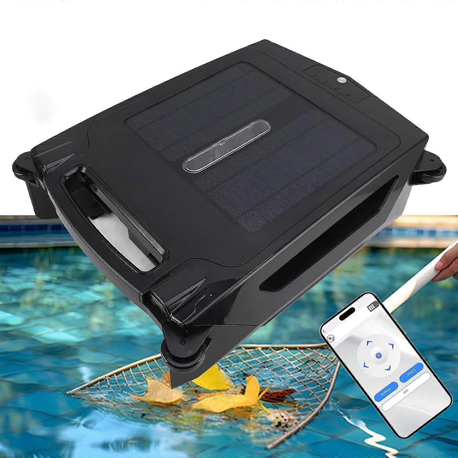Solar Powered Robotic Pool Skimmer Cleaner with Smart App Control, Dual Modes, Brushless Motor