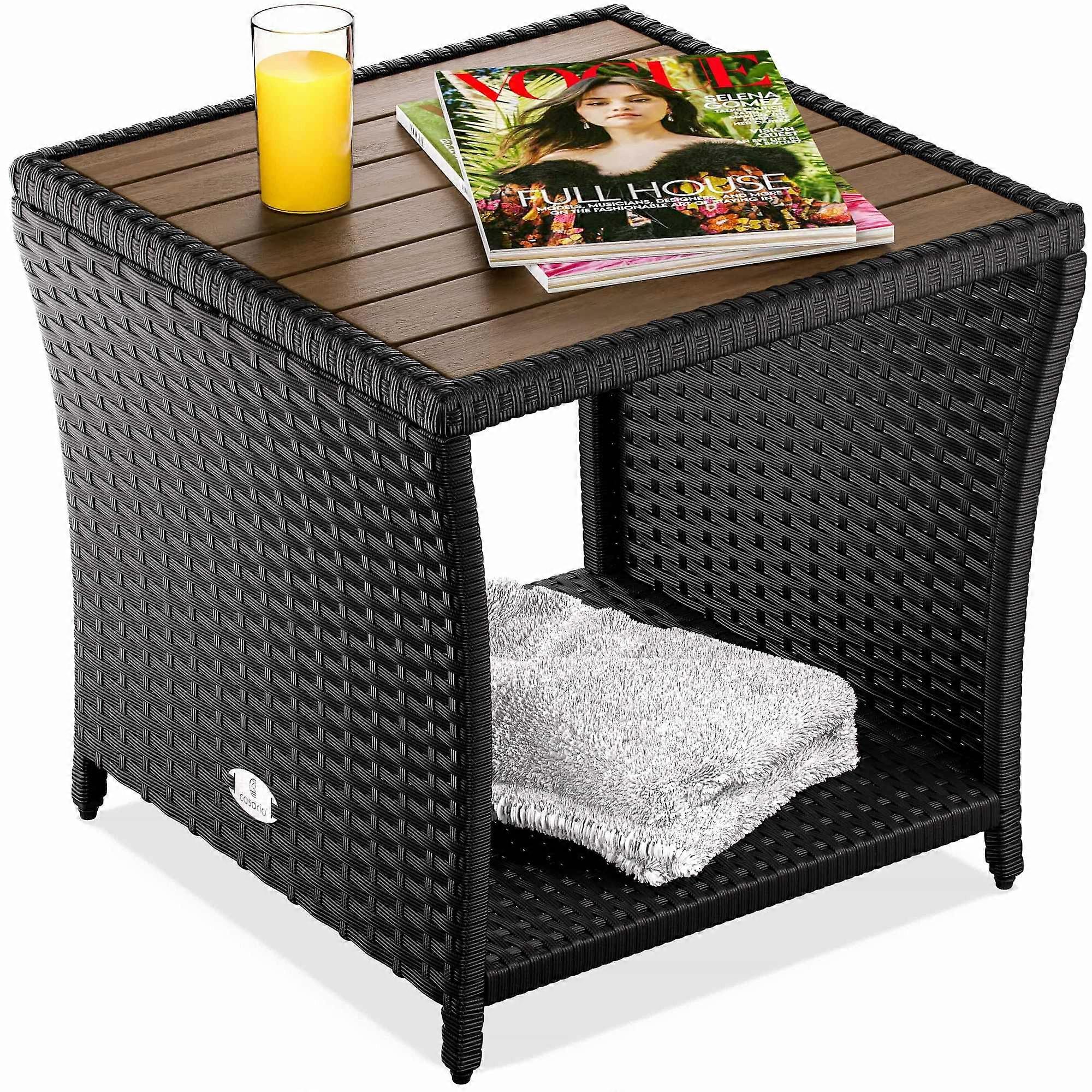 Table d'appoint en polyrotin noir 45x45x40cm