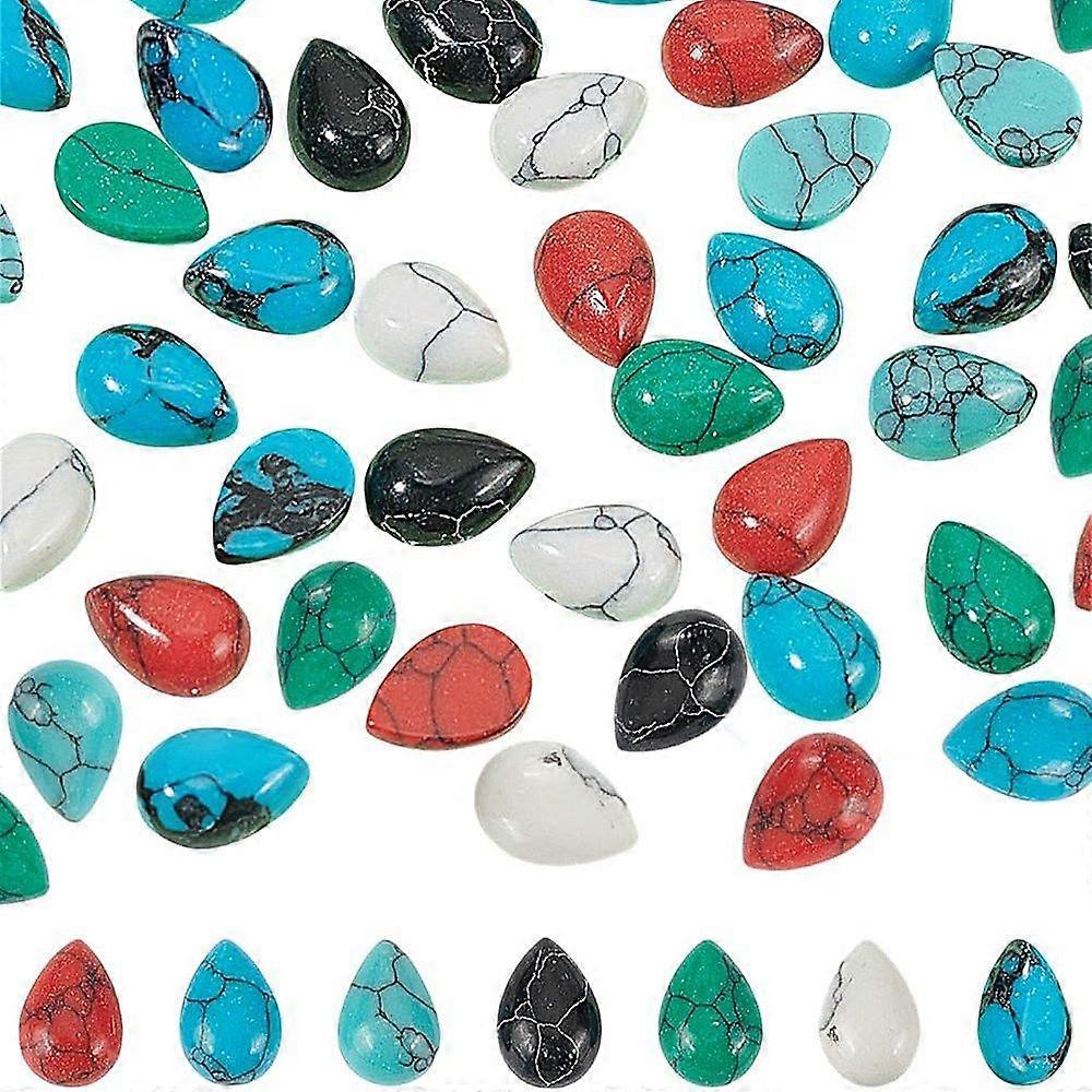 70pcs 7 styles Gemstone Cabochons Teardrop 6x4x2mm 10pcs/style