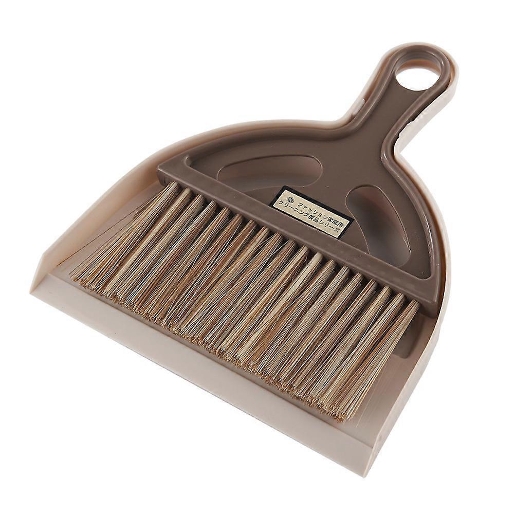 Mini Broom Dustpan Set for Cleaning Use Brown Household Dustpan Brush Kit