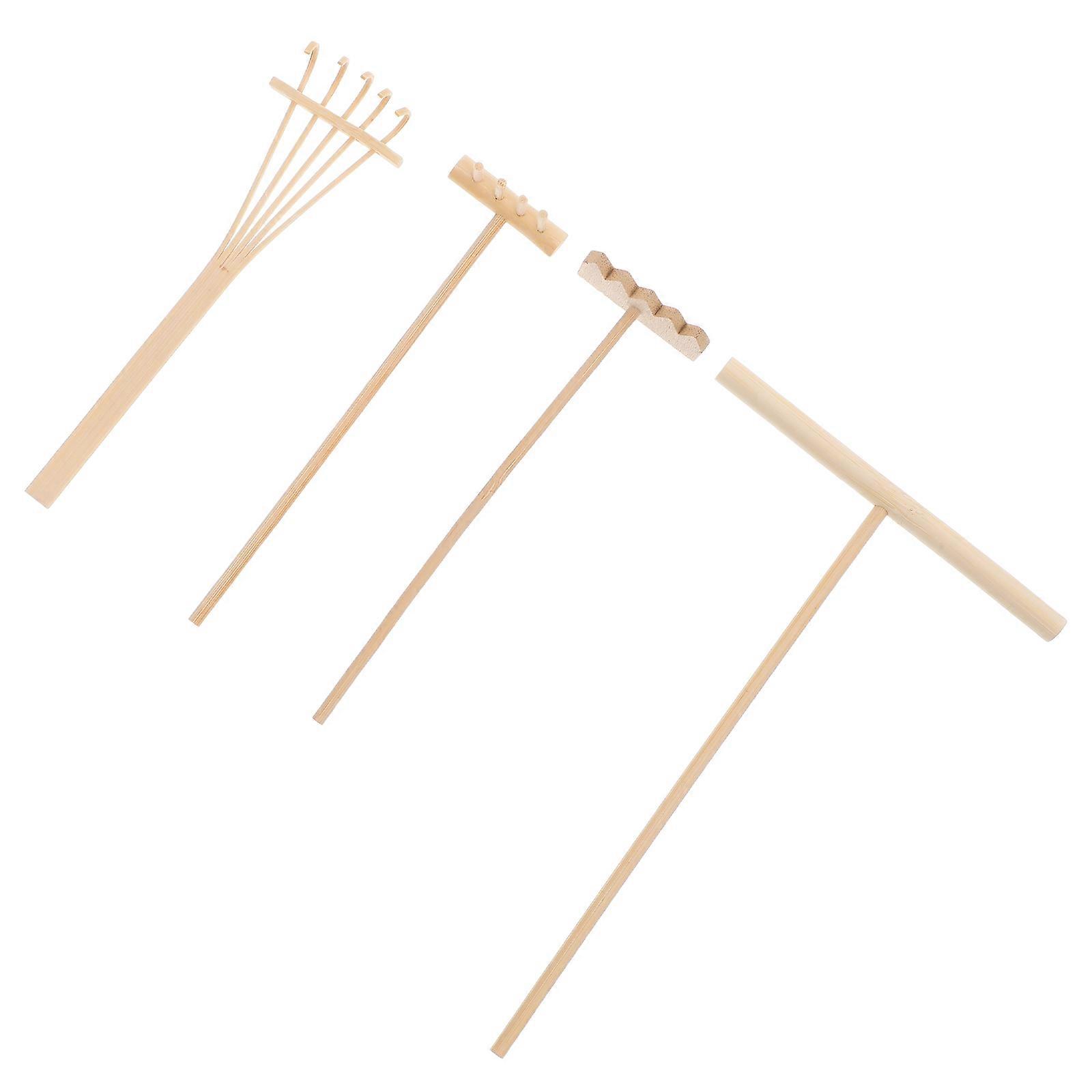 Bamboo Rake Tool for Bonsai Gardening 4Pcs Mini Bamboo Material Set